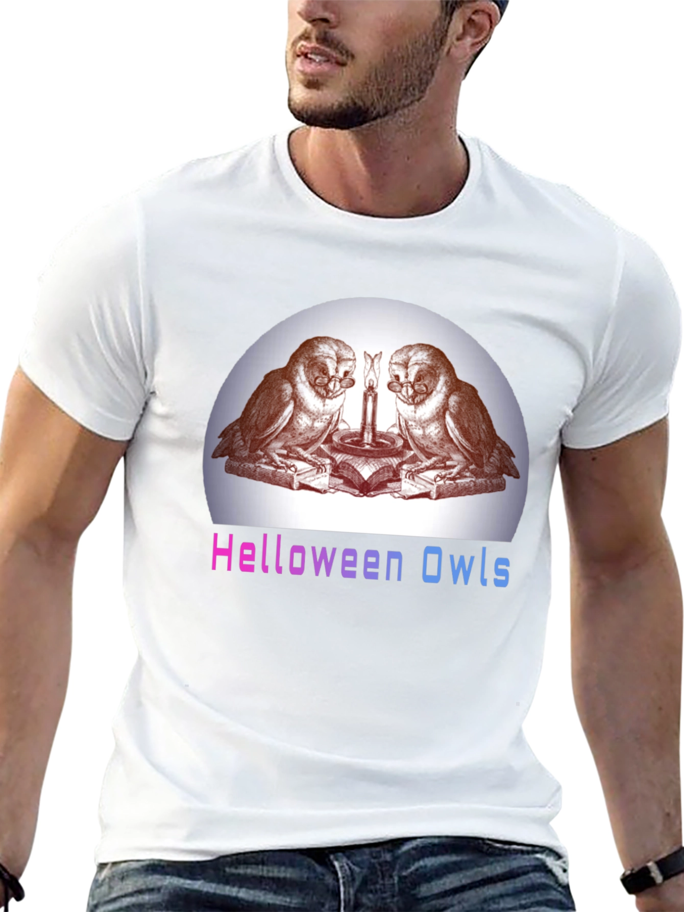 Helloween Owls Graphic T-Shirt - Unique Spooky Design