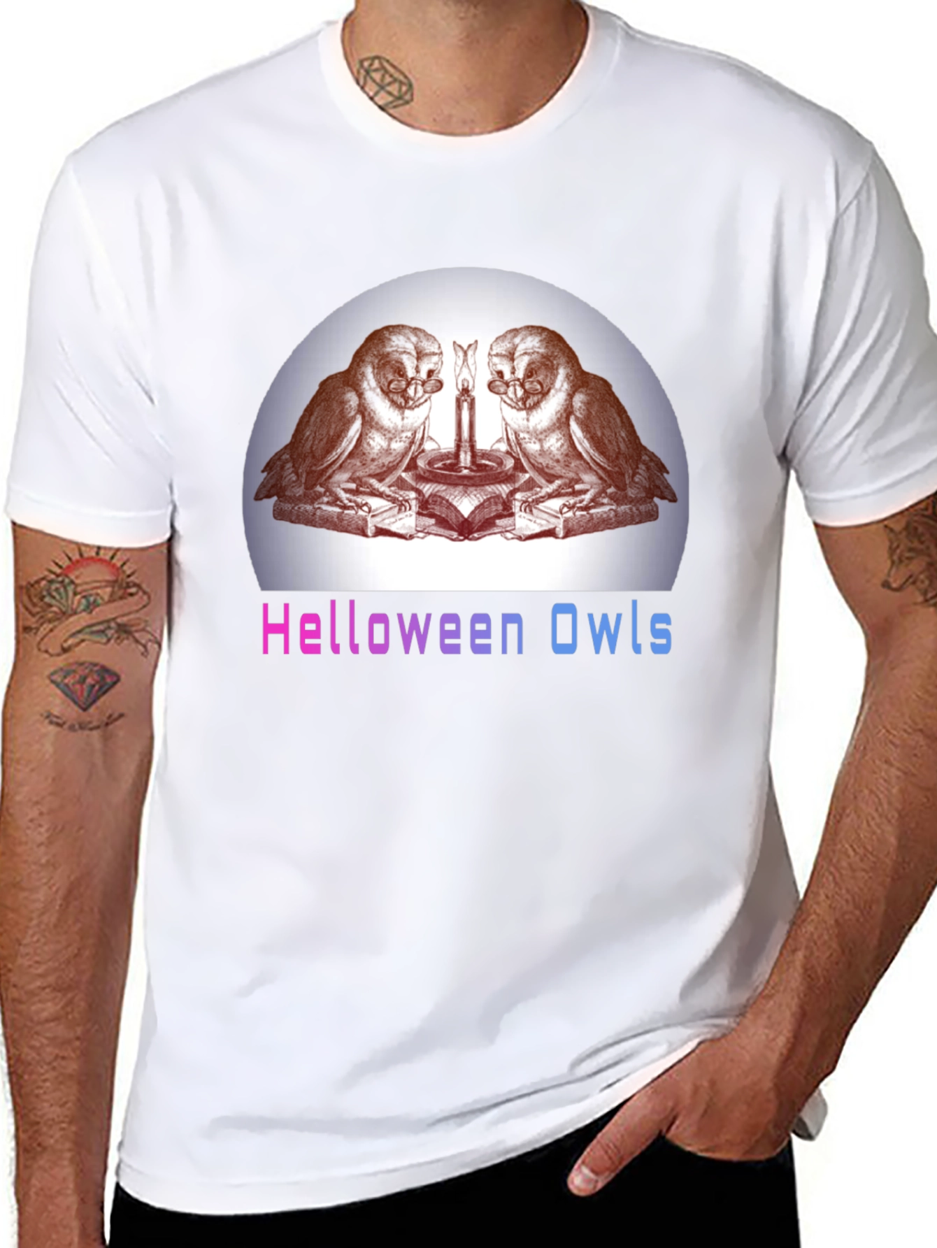 Helloween Owls Graphic T-Shirt - Unique Spooky Design