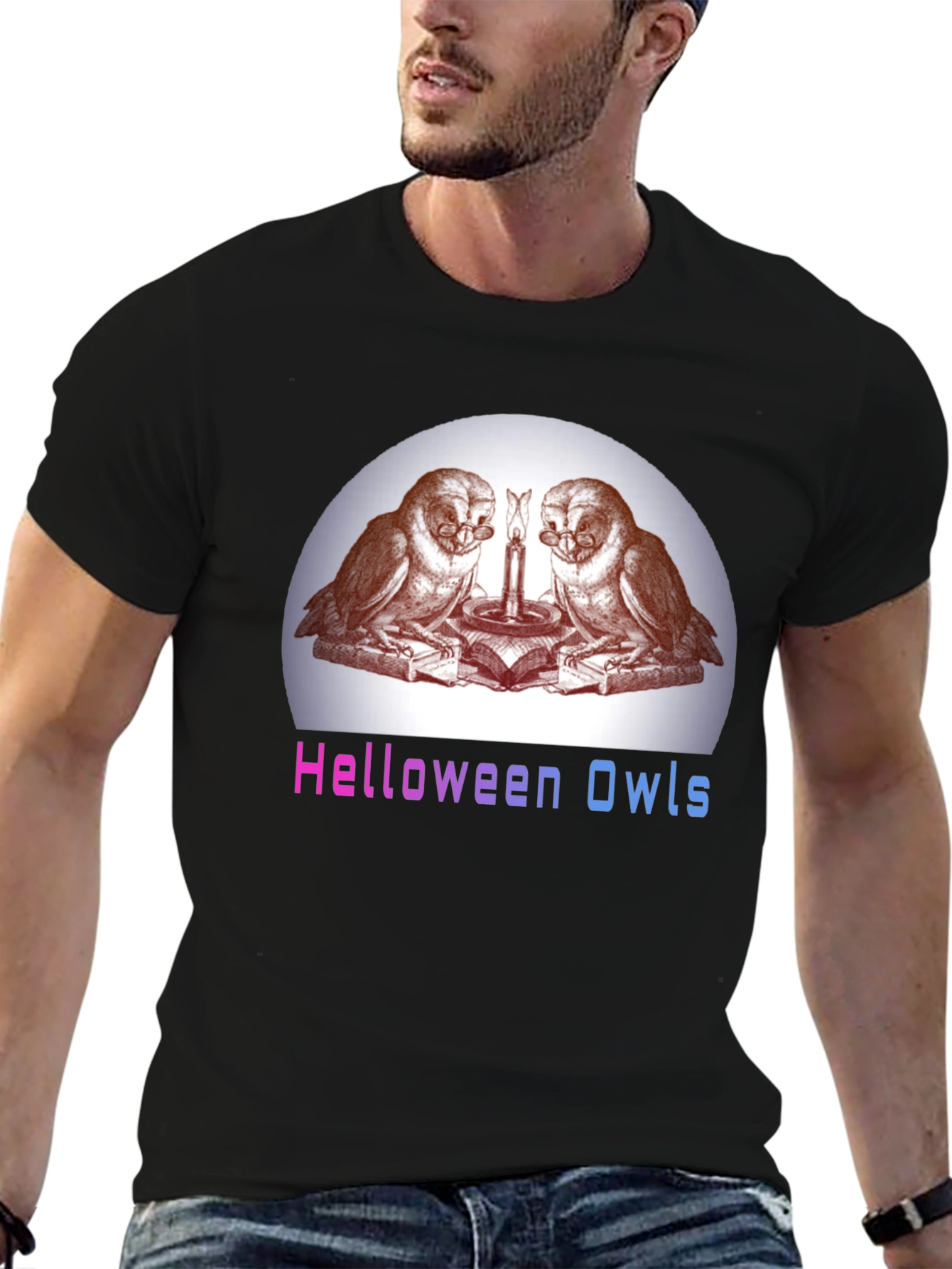 Helloween Owls Graphic T-Shirt - Unique Spooky Design