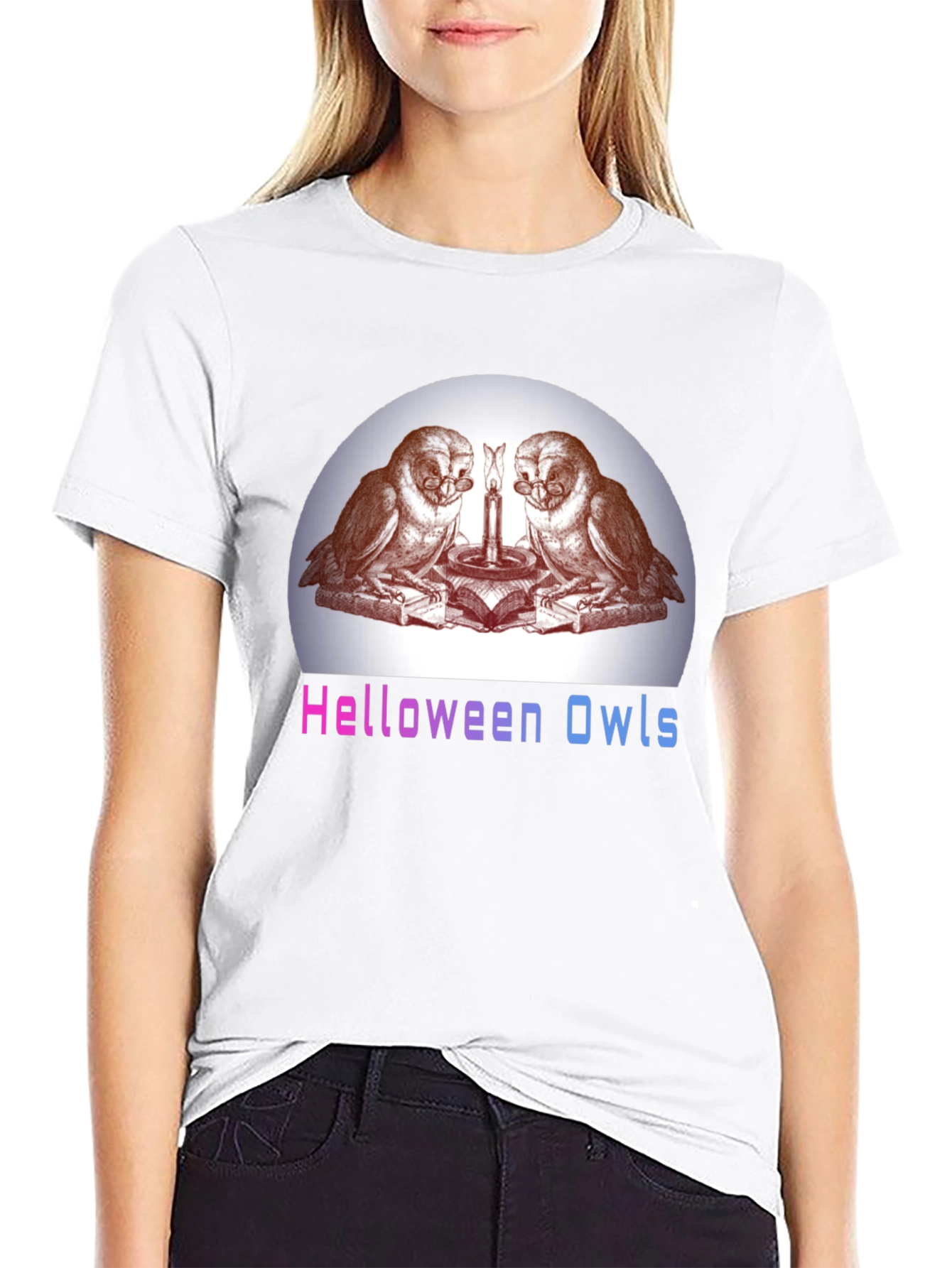 Helloween Owls Graphic T-Shirt - Unique Spooky Design
