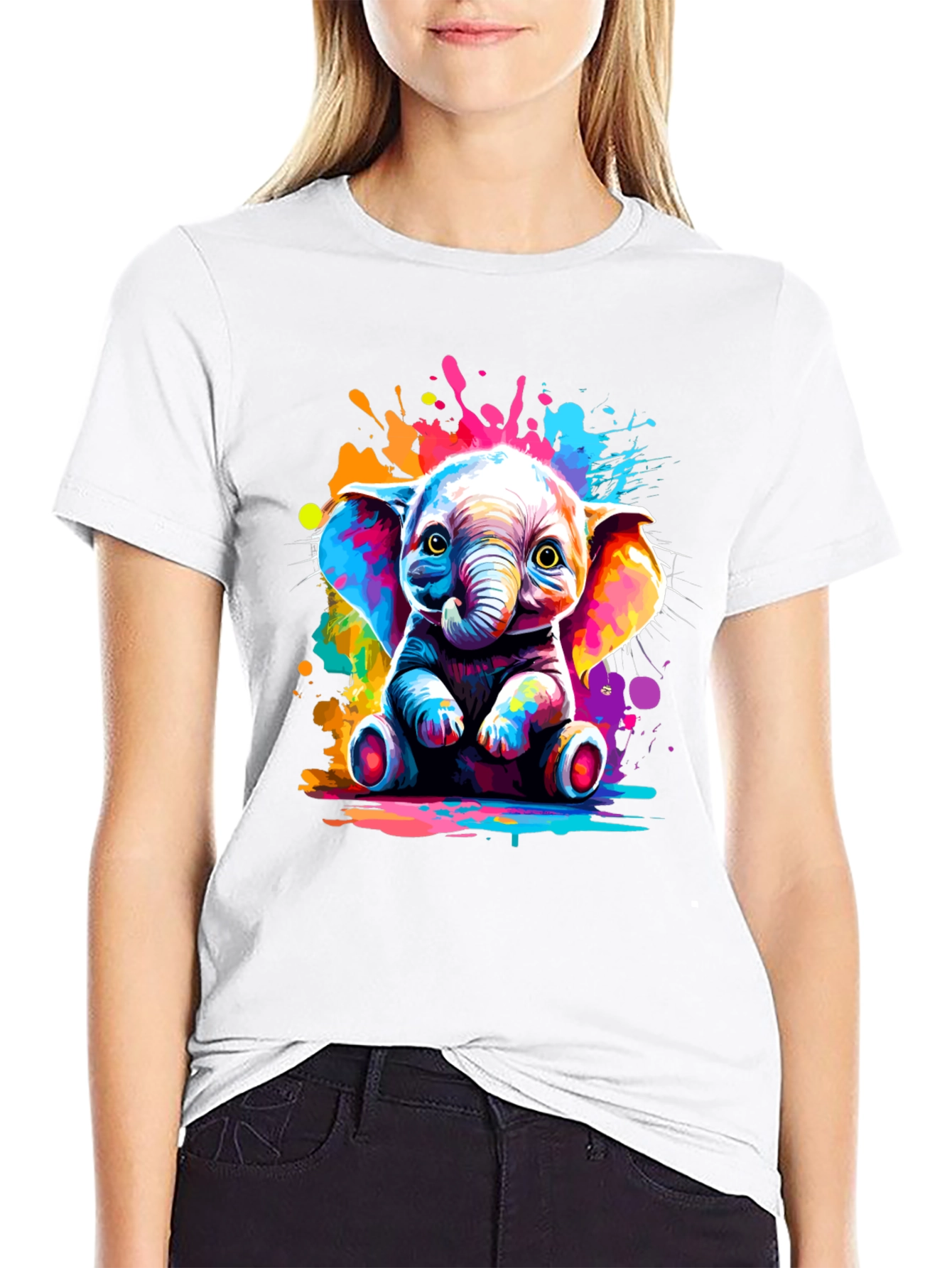 Vibrant Elephant Graphic Tee - Unisex Black T-Shirt