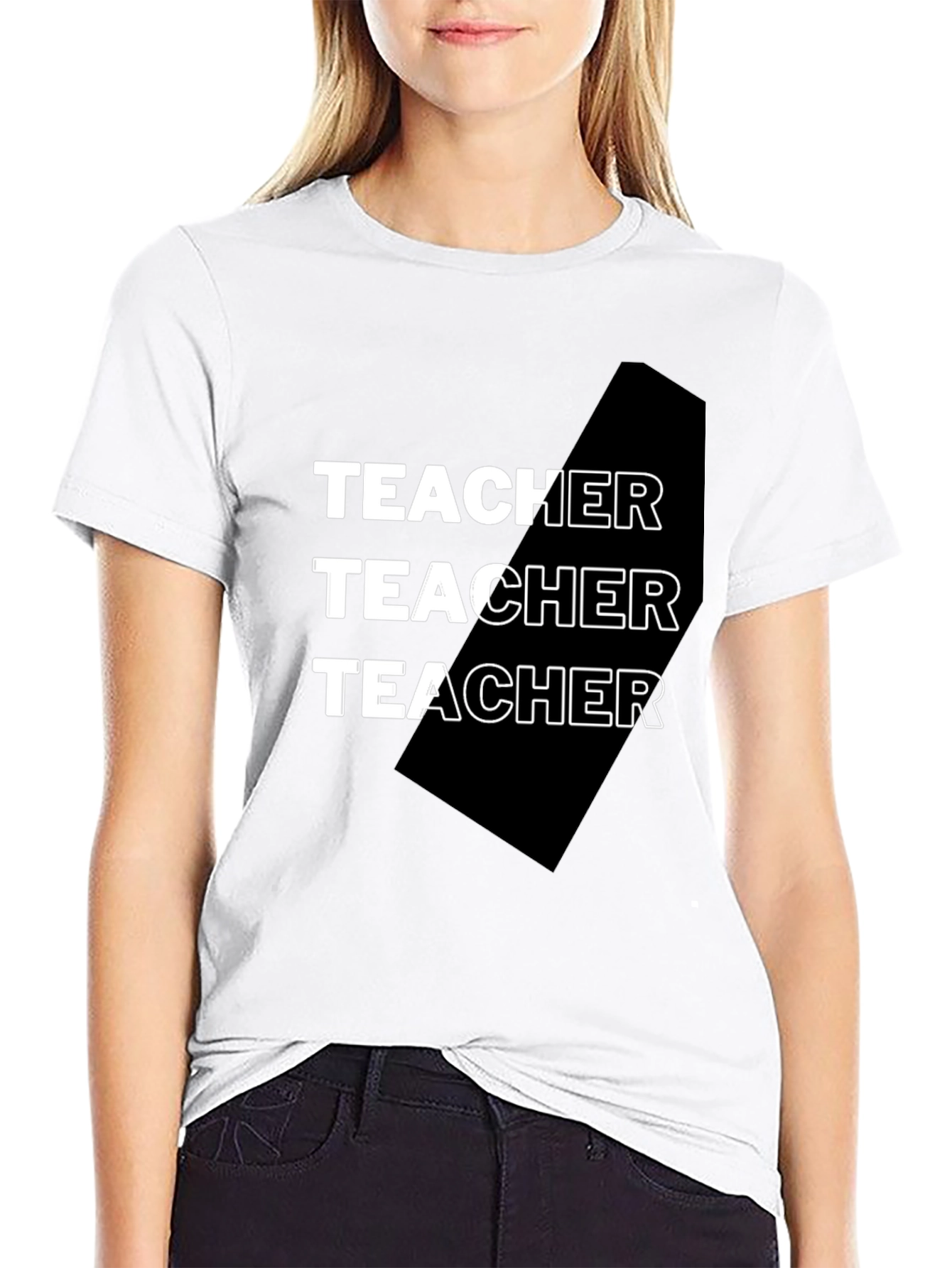 Teacher Graphic Tee - Black Cotton Blend T-Shirt