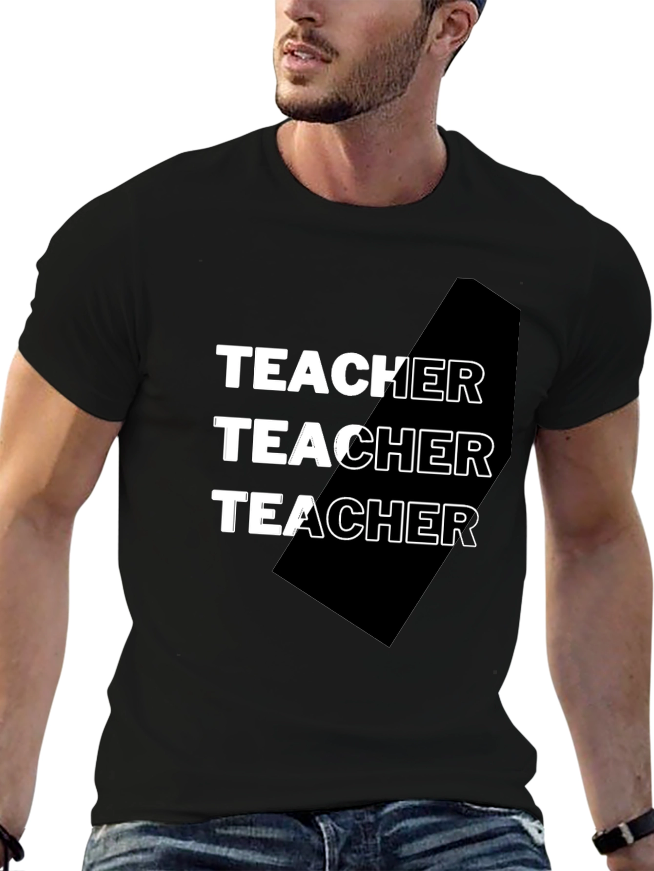 Teacher Graphic Tee - Black Cotton Blend T-Shirt