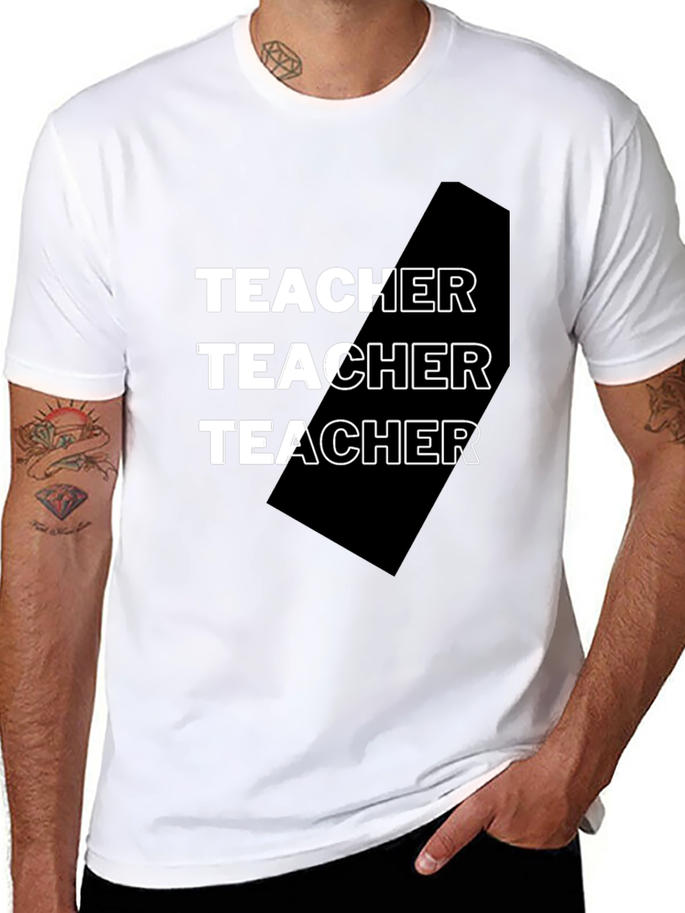 Teacher Graphic Tee - Black Cotton Blend T-Shirt