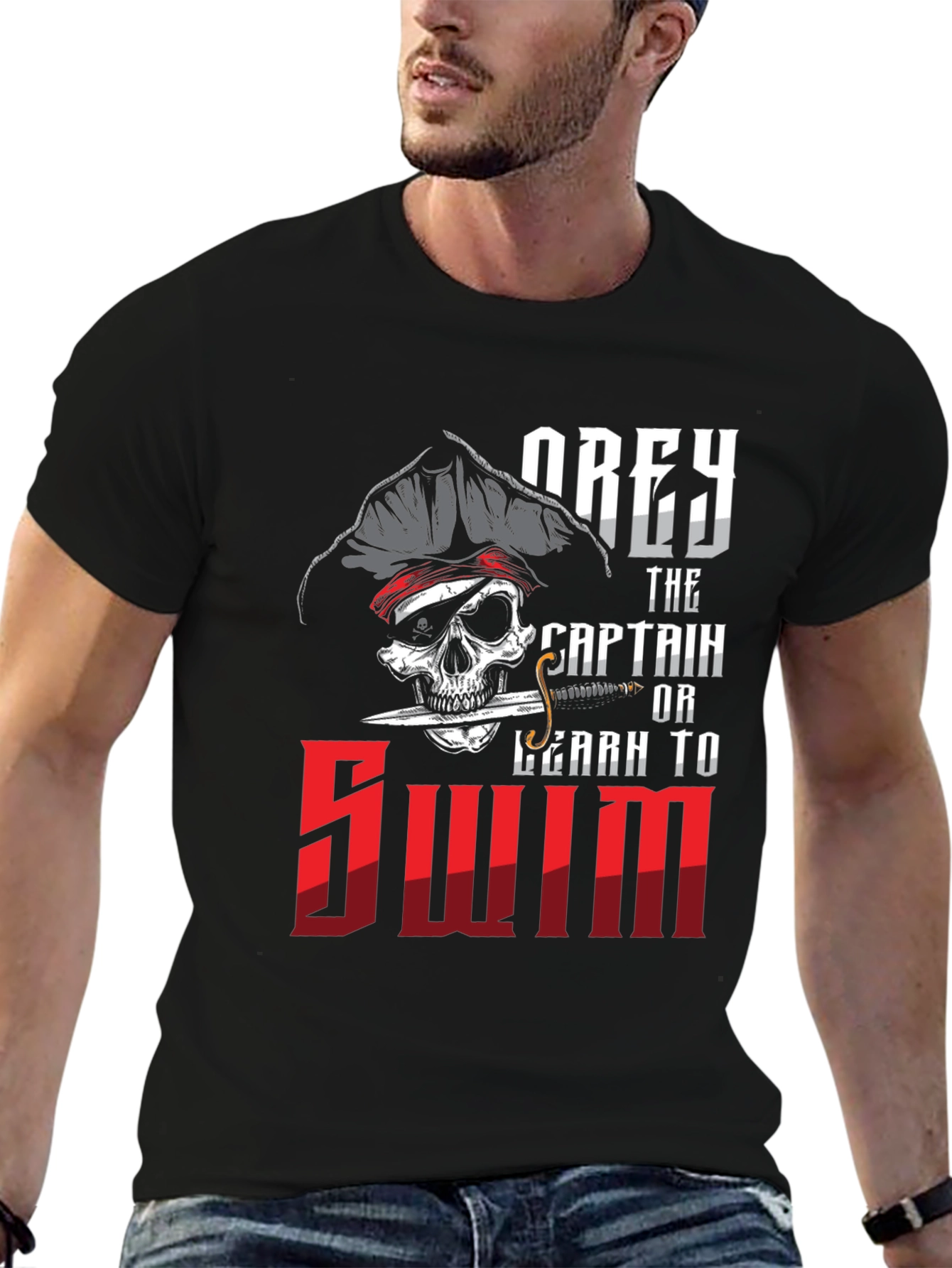Obey Captain Pirate Skull Graphic T-Shirt