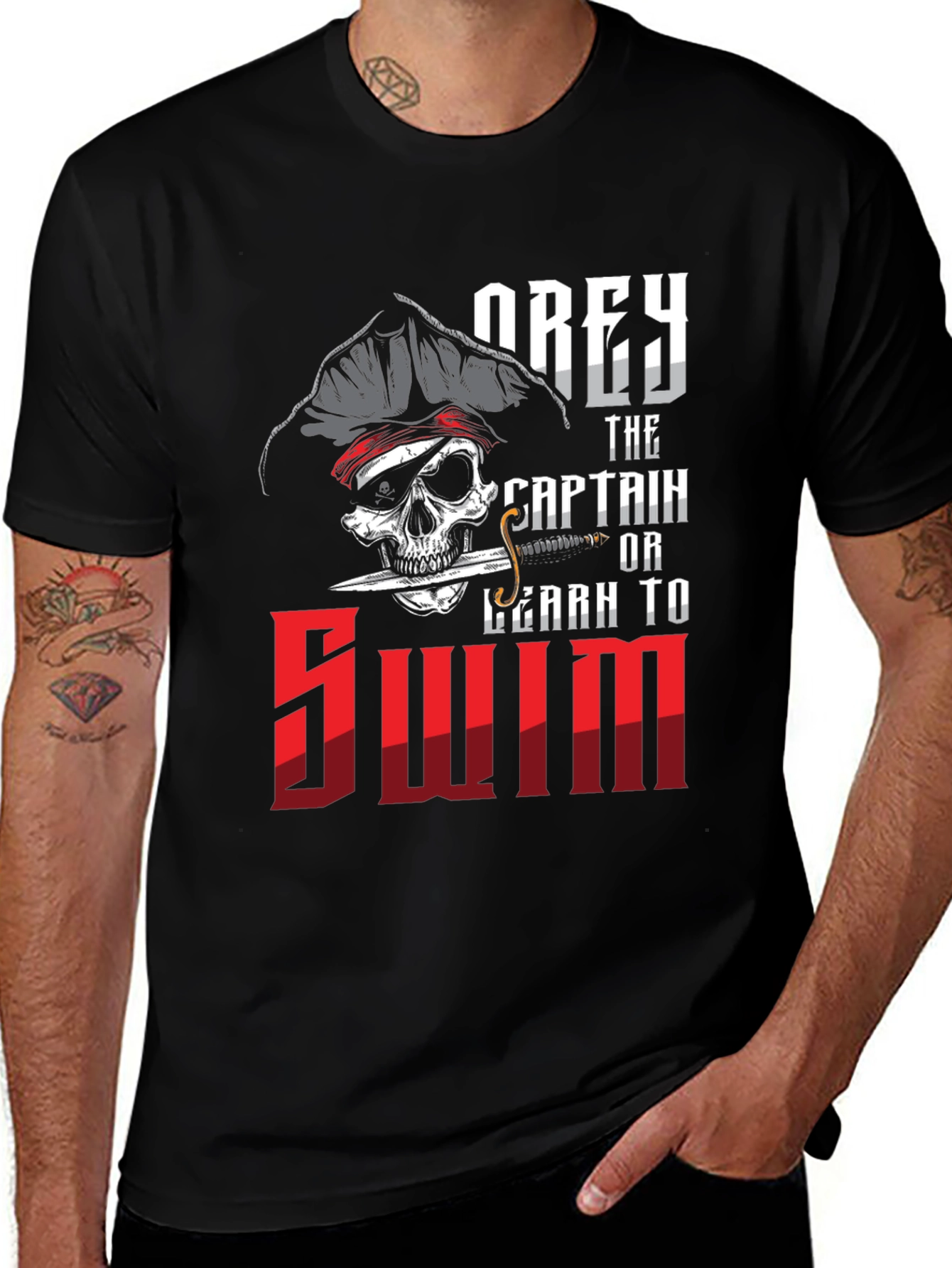 Obey Captain Pirate Skull Graphic T-Shirt