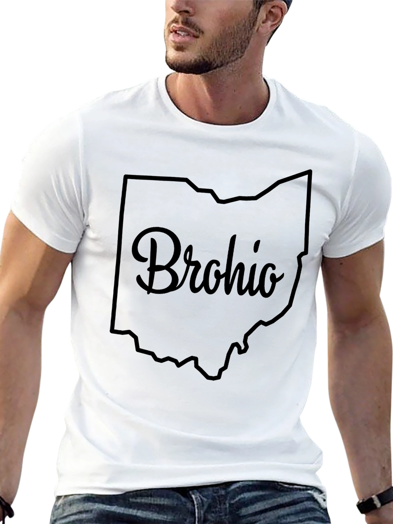 Brohio Ohio State Outline Black T-Shirt