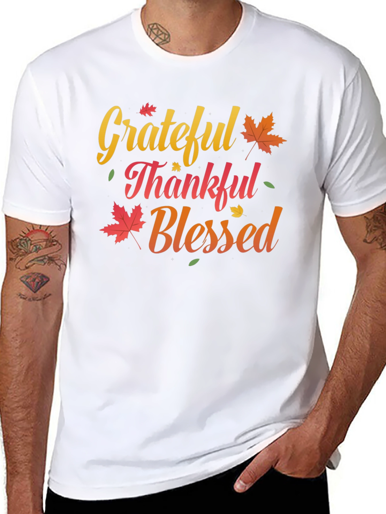 Grateful Thankful Blessed T-Shirt Fall Thanksgiving Tee