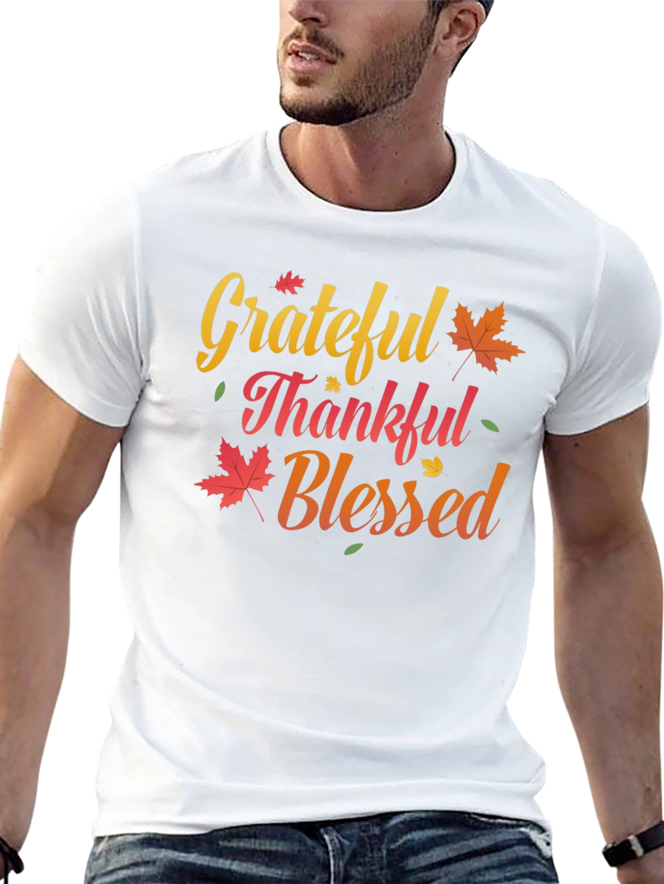 Grateful Thankful Blessed T-Shirt Fall Thanksgiving Tee