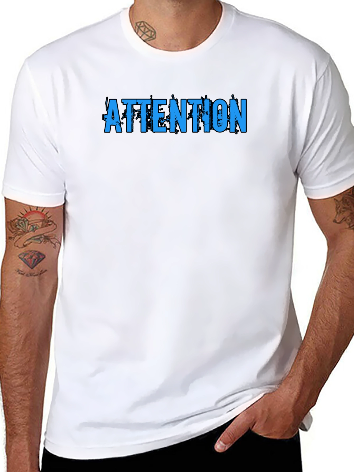 Attention Graphic Tee - Trendy Black T-Shirt