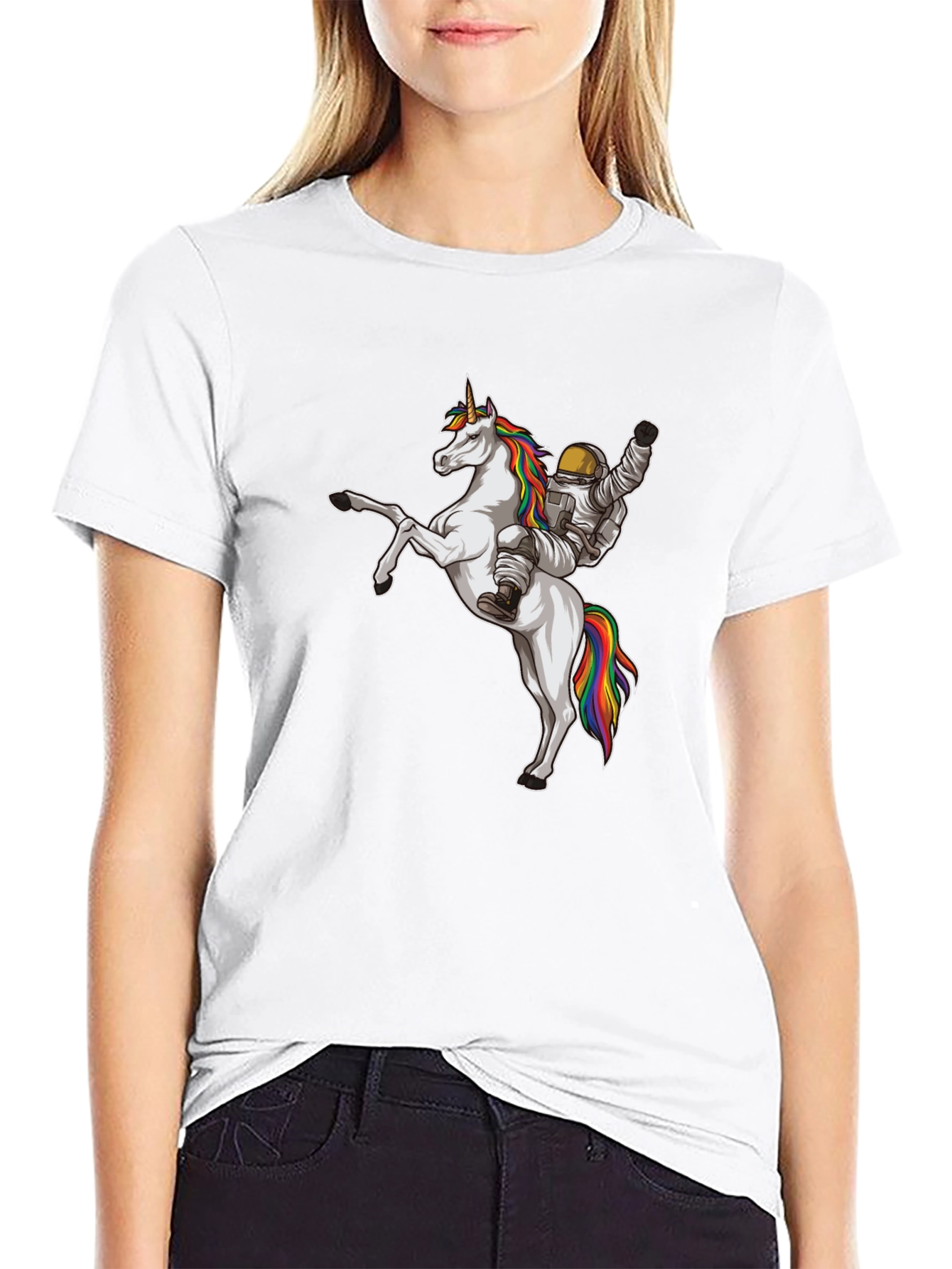 Astronaut Riding Unicorn Graphic Tee