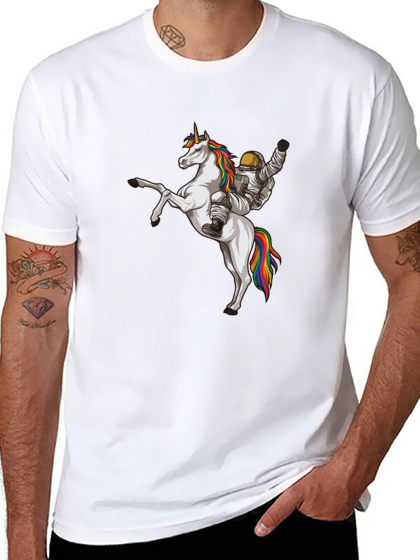 Astronaut Riding Unicorn Graphic Tee
