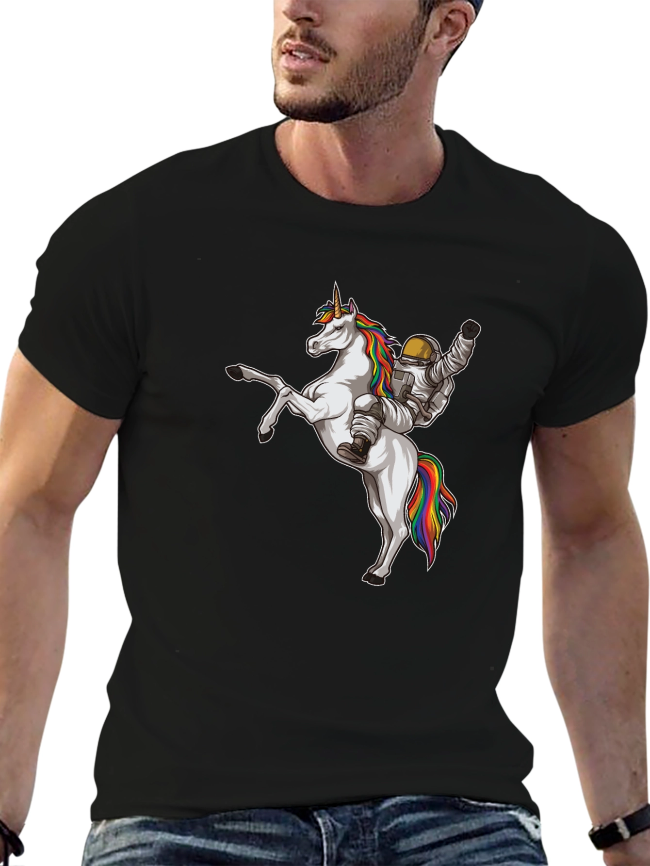 Astronaut Riding Unicorn Graphic Tee