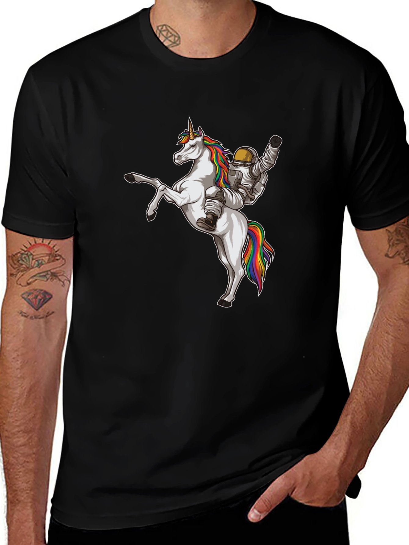 Astronaut Riding Unicorn Graphic Tee