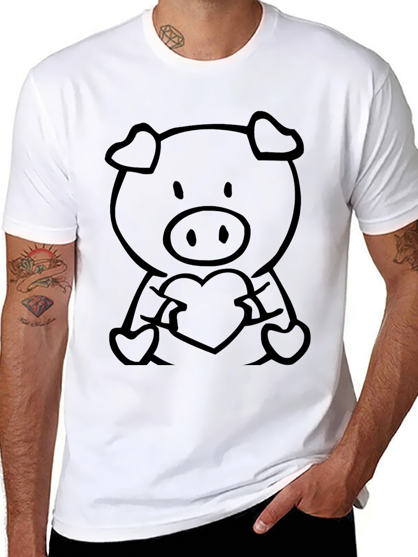 Cute Pig Heart T-Shirt - Soft Cotton Blend