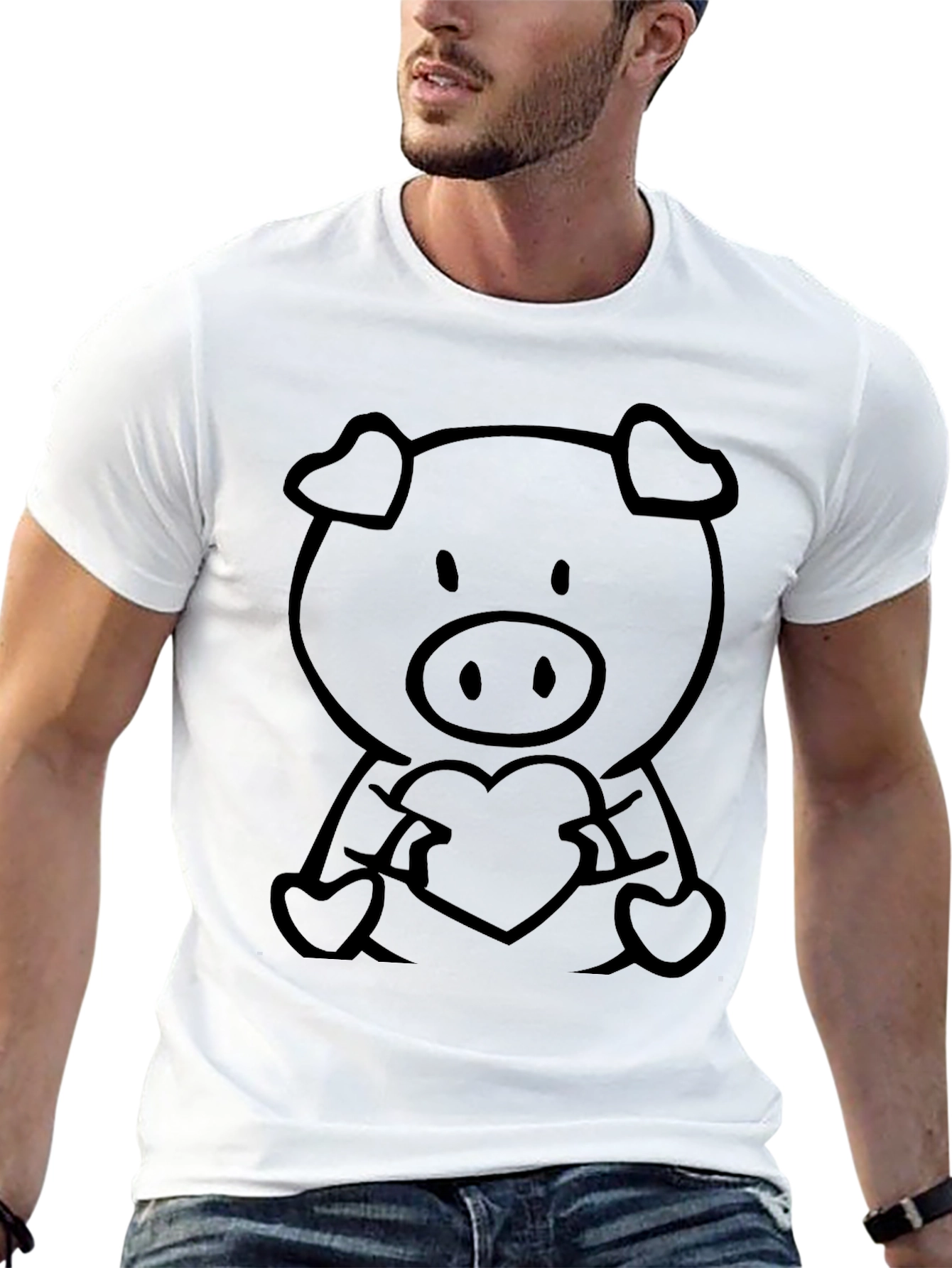 Cute Pig Heart T-Shirt - Soft Cotton Blend