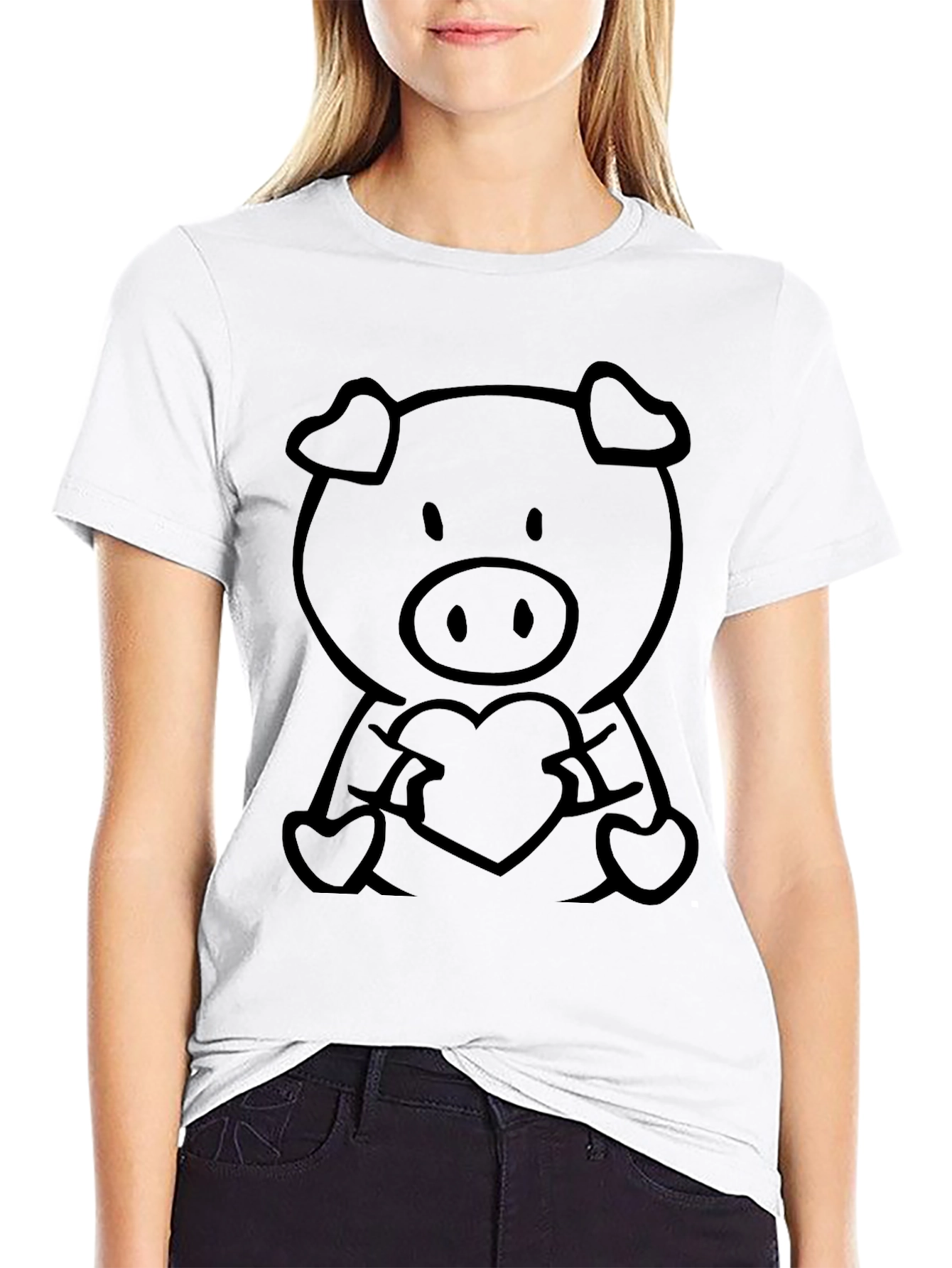 Cute Pig Heart T-Shirt - Soft Cotton Blend