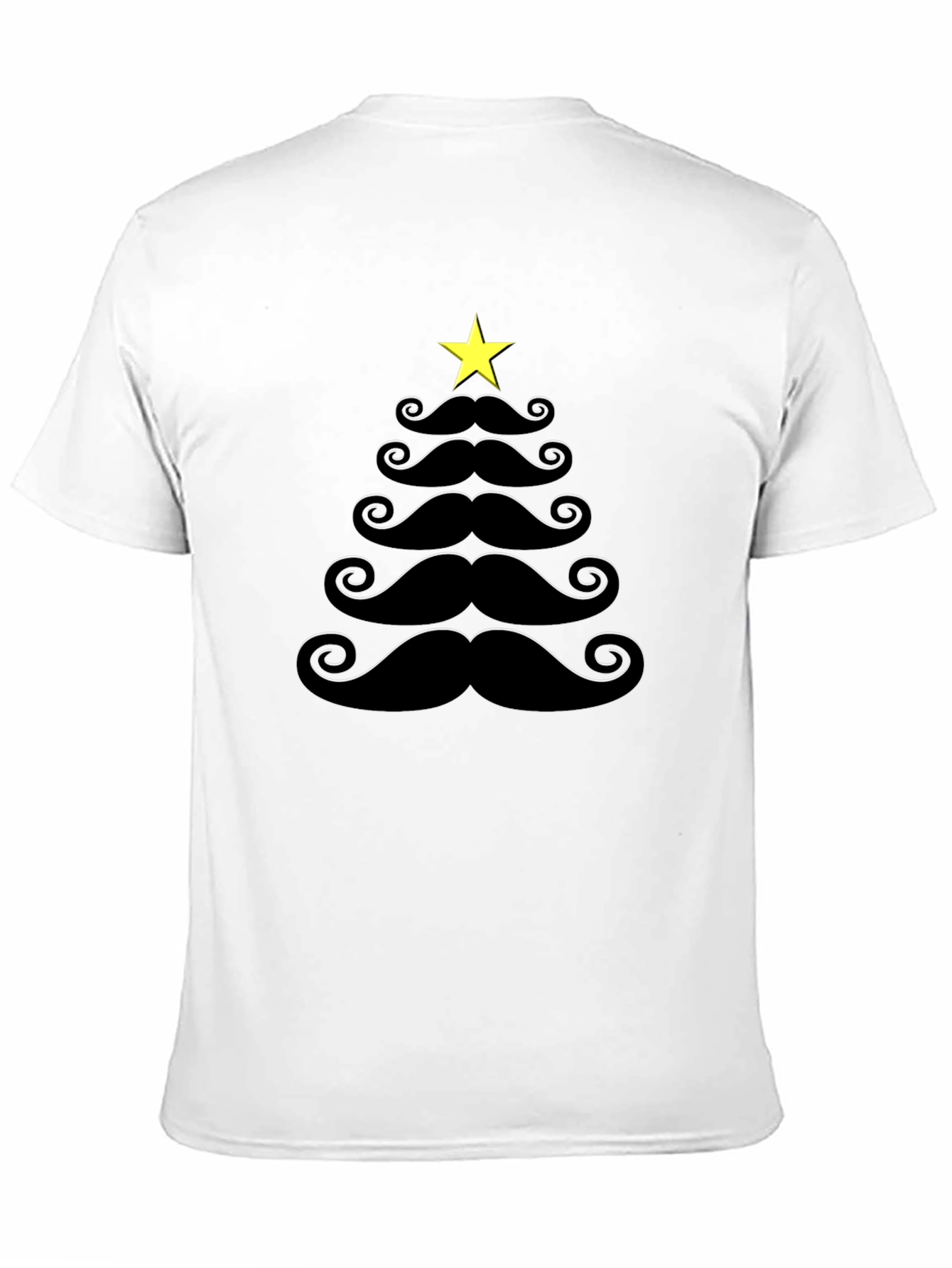 Mustache Christmas Tree Black T-Shirt