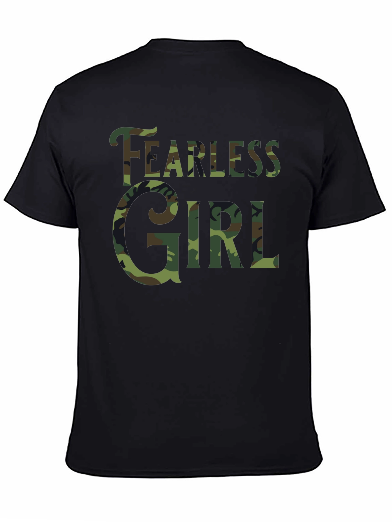 Fearless Girl Camo Print Black T-Shirt