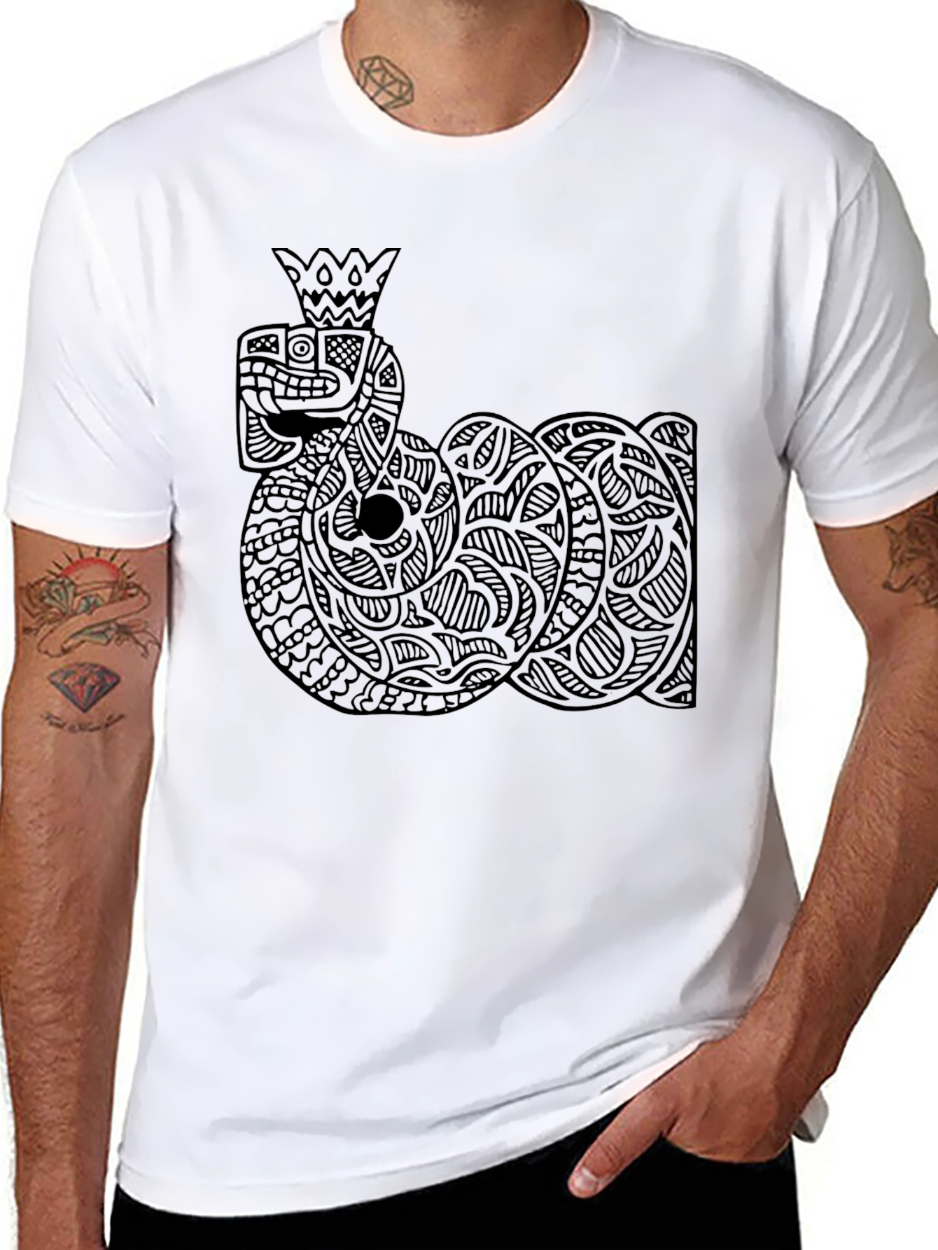 Aztec Snake King Black Graphic Tee