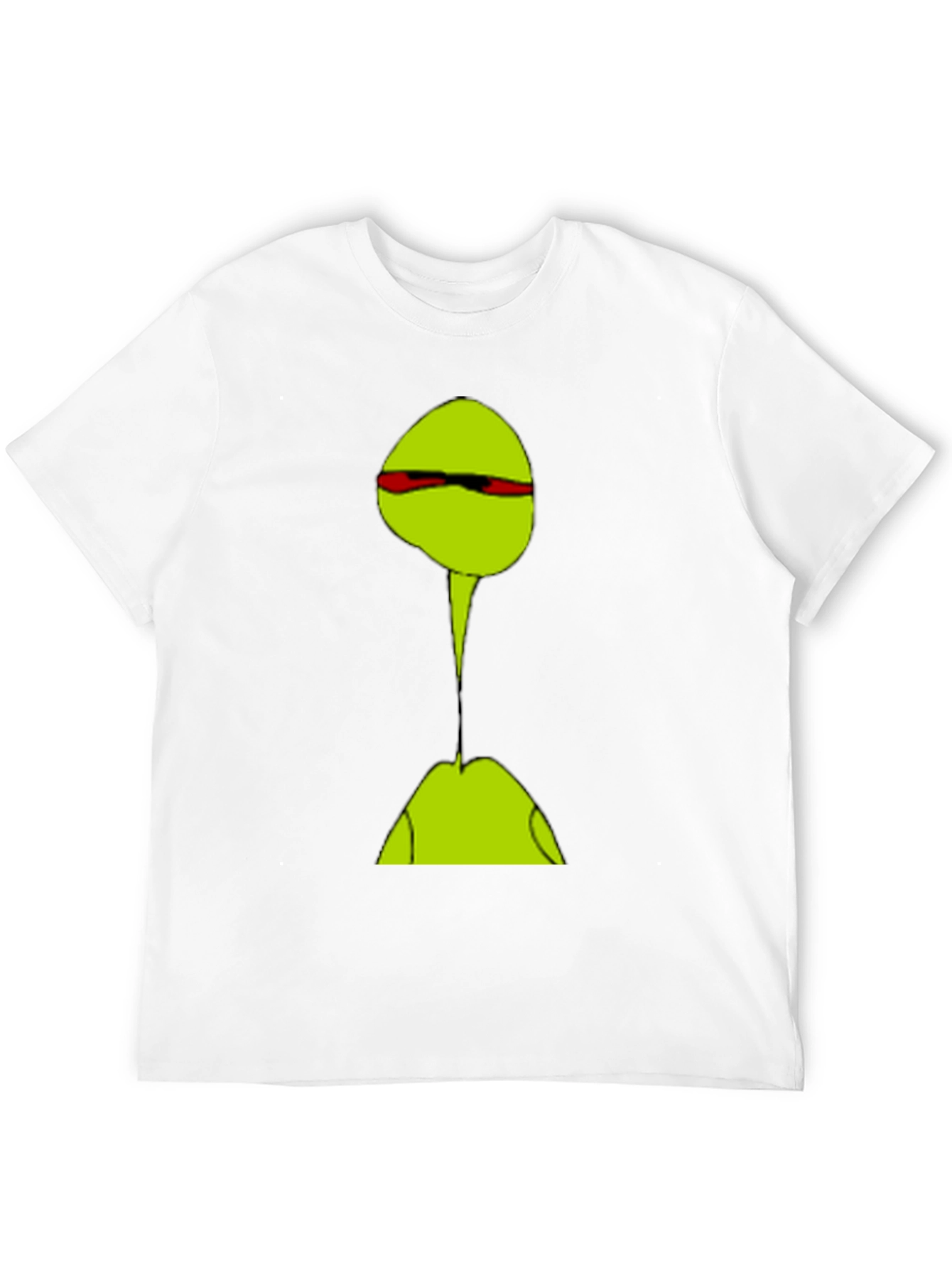 Abstract Green Character T-Shirt - Casual Black Tee