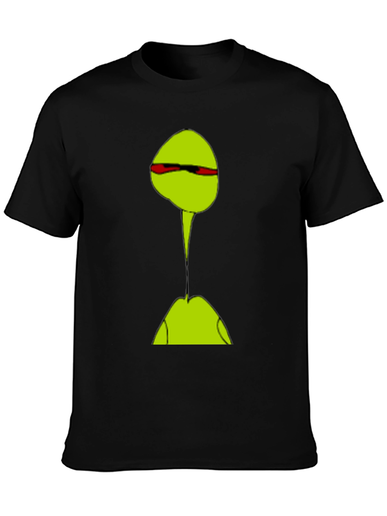 Abstract Green Character T-Shirt - Casual Black Tee