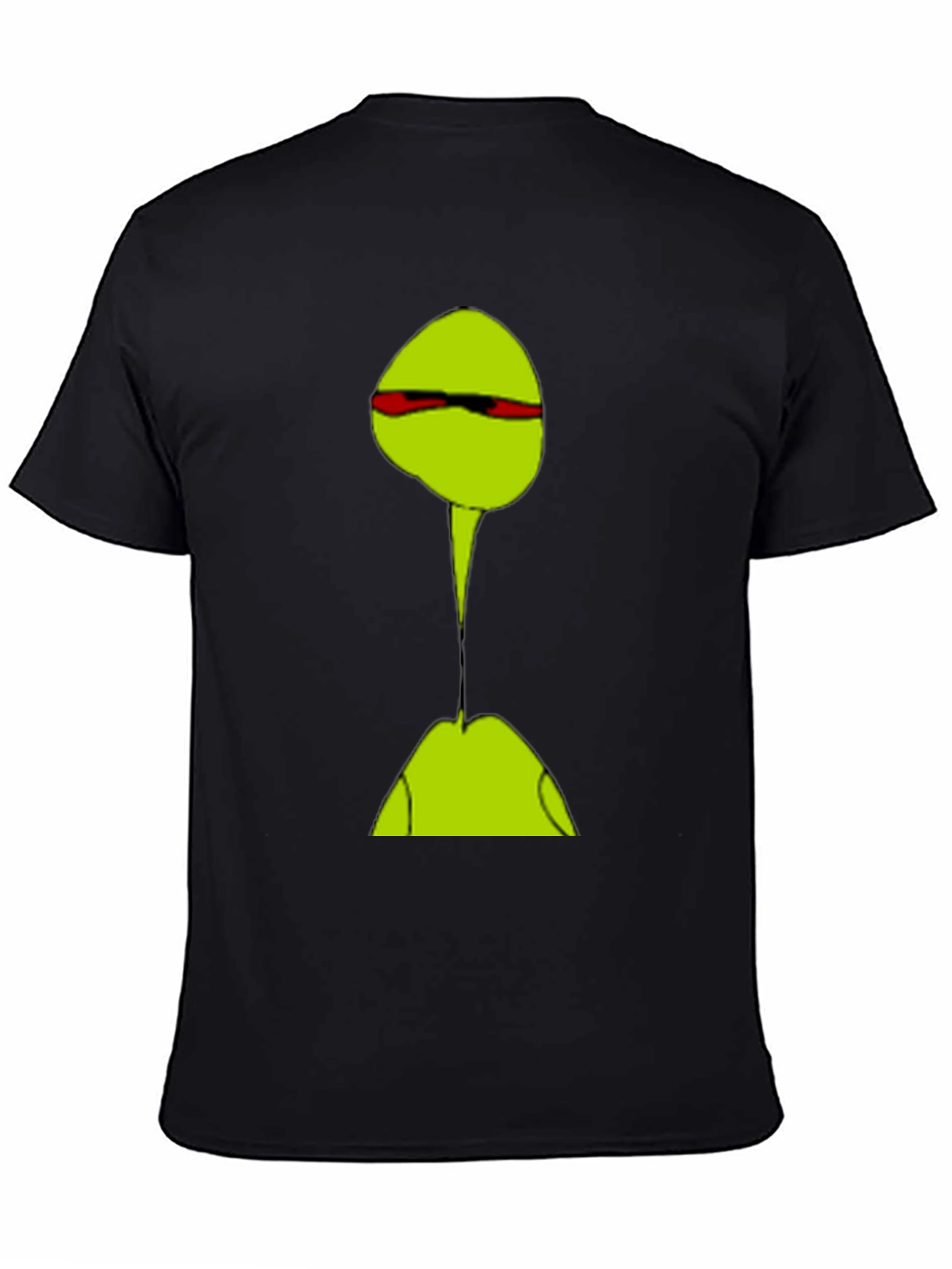 Abstract Green Character T-Shirt - Casual Black Tee