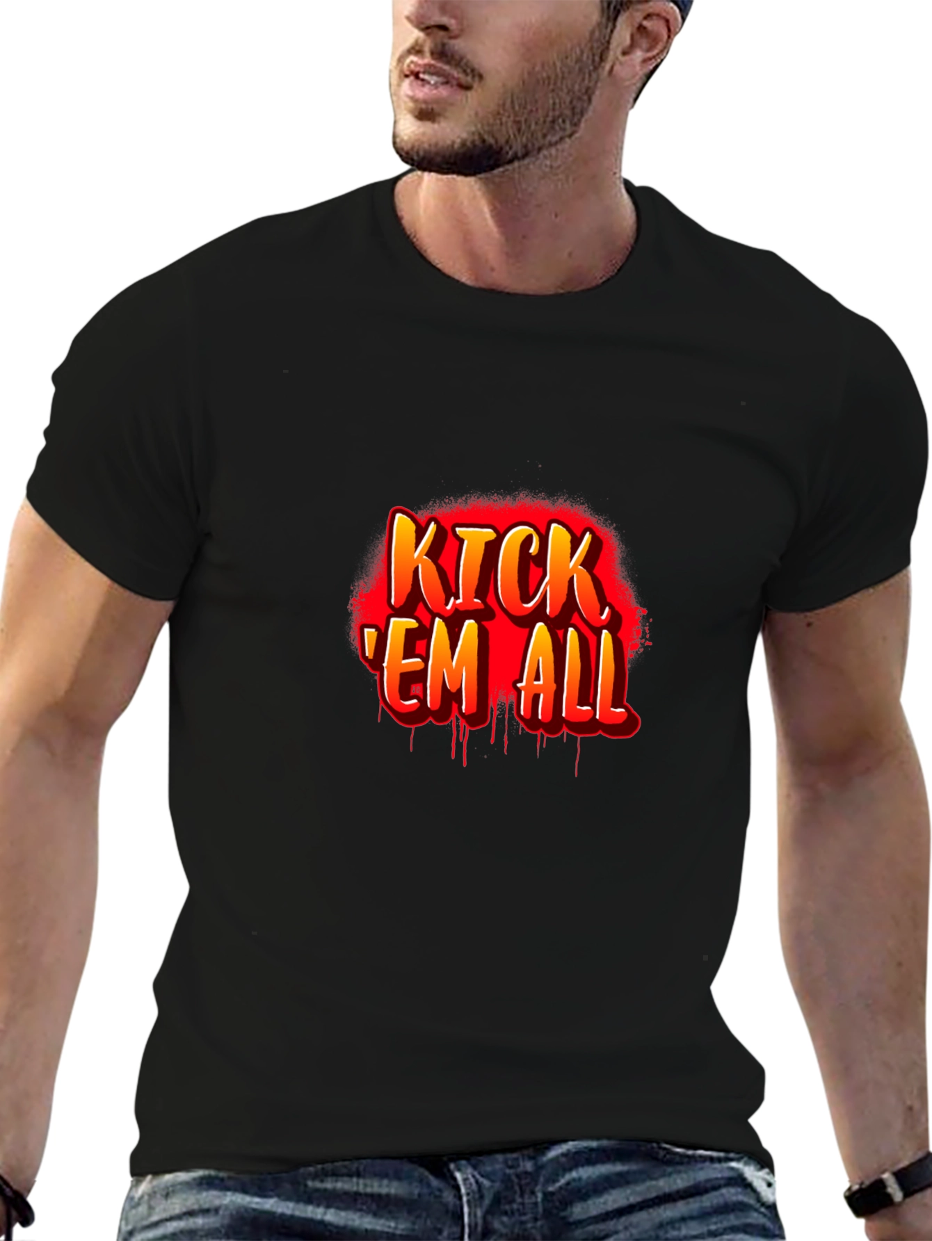 Kick Em All Graphic T-Shirt - Black