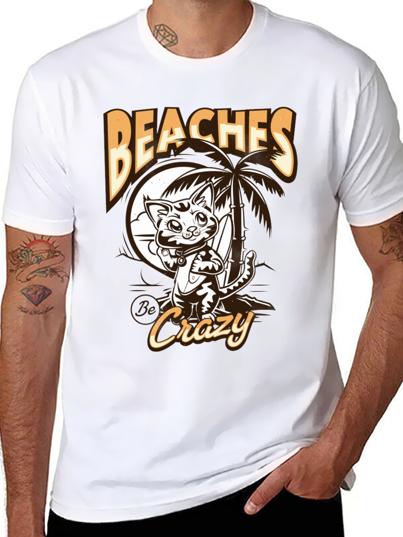 Beaches Crazy Cat Graphic T-Shirt