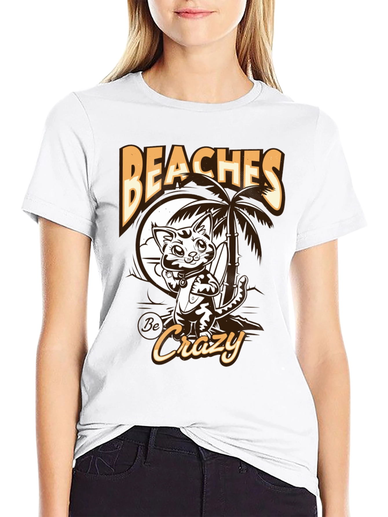 Beaches Crazy Cat Graphic T-Shirt
