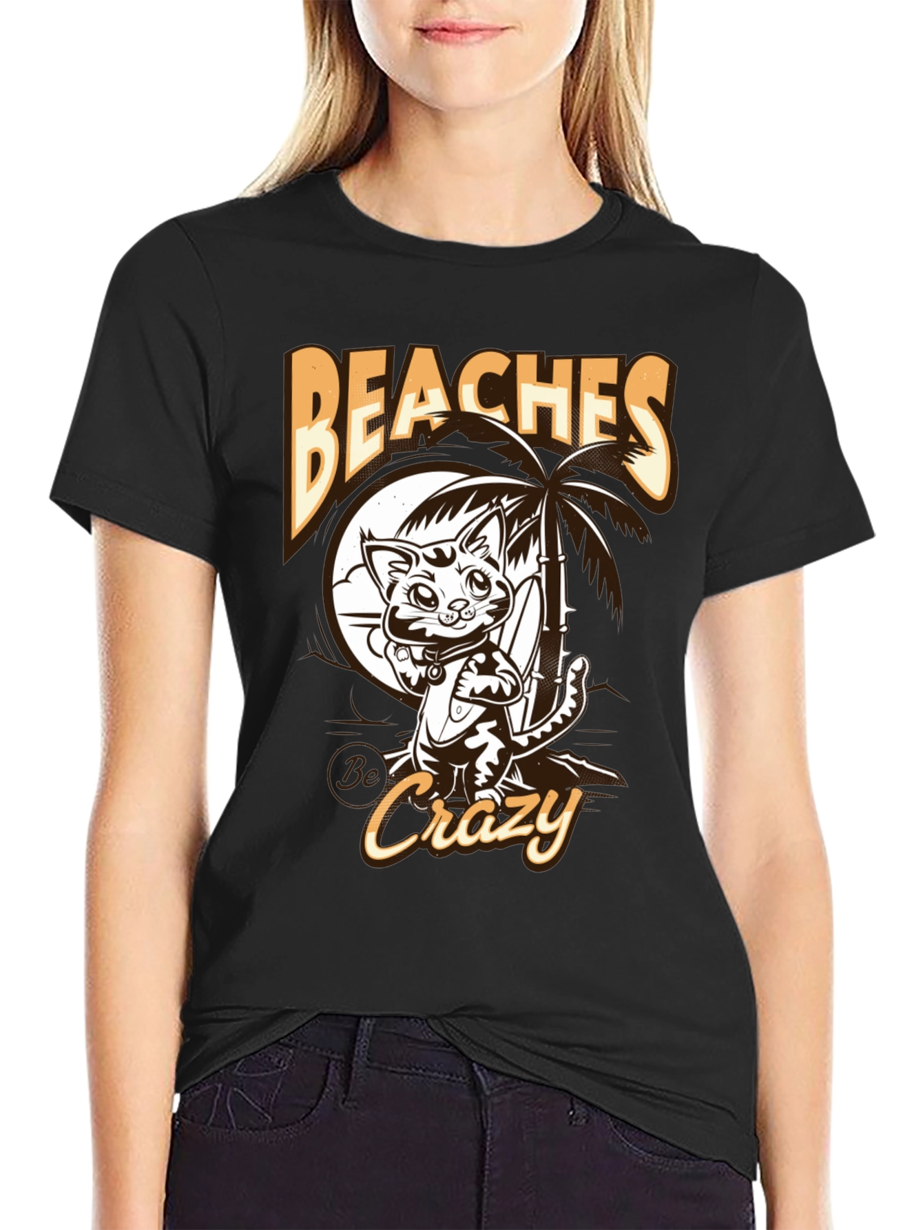 Beaches Crazy Cat Graphic T-Shirt
