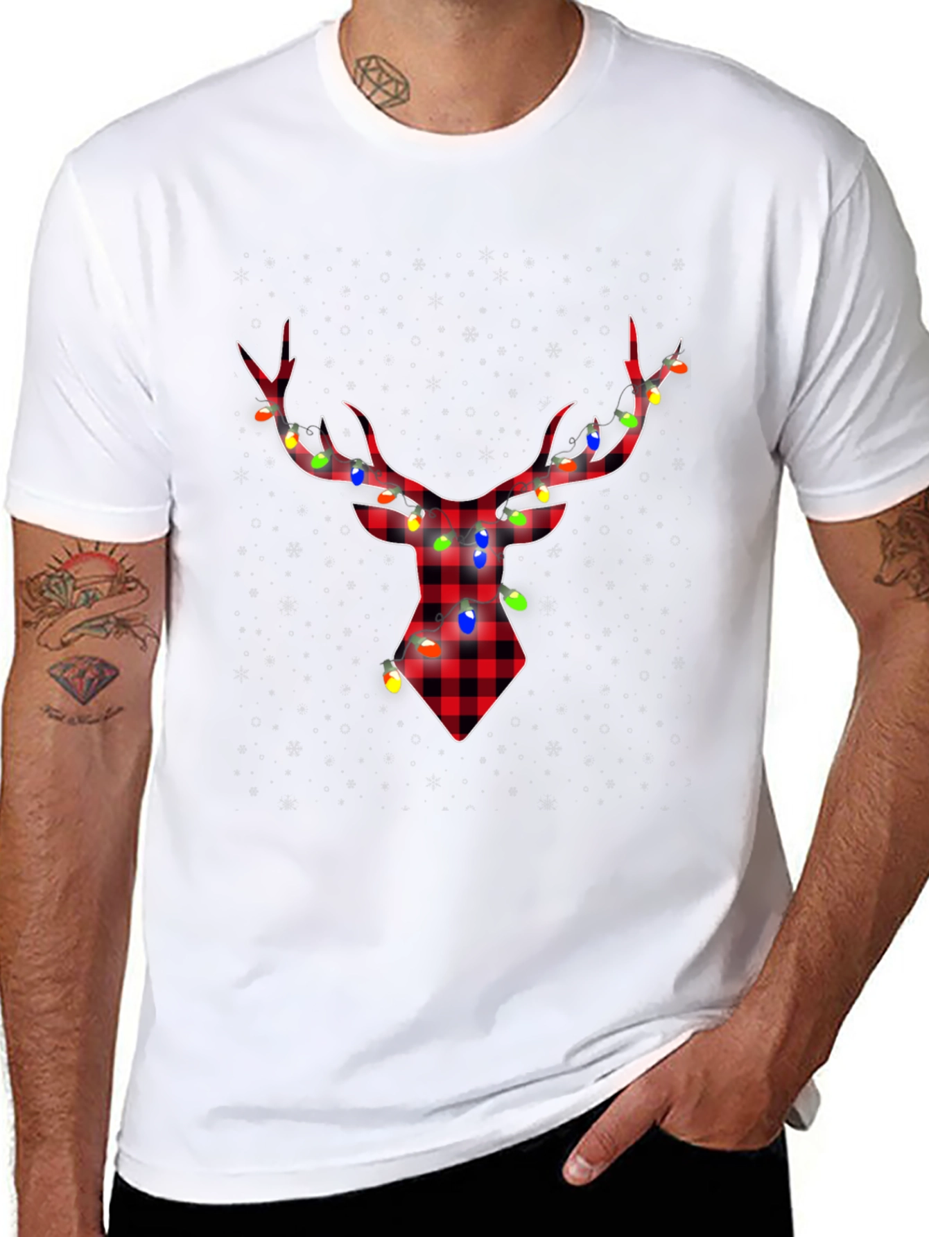 Plaid Deer with Lights Tee