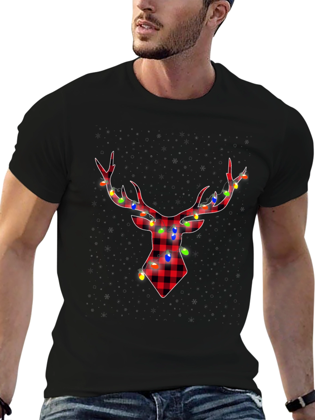Plaid Deer with Lights Tee