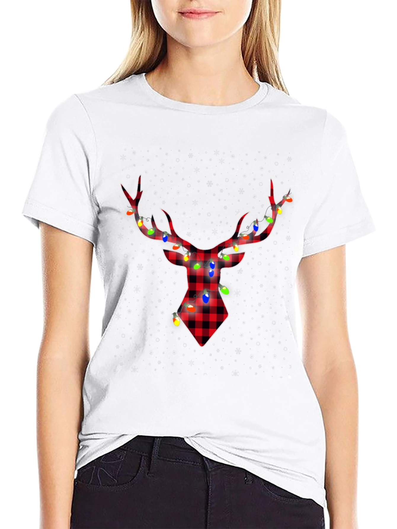 Plaid Deer with Lights Tee