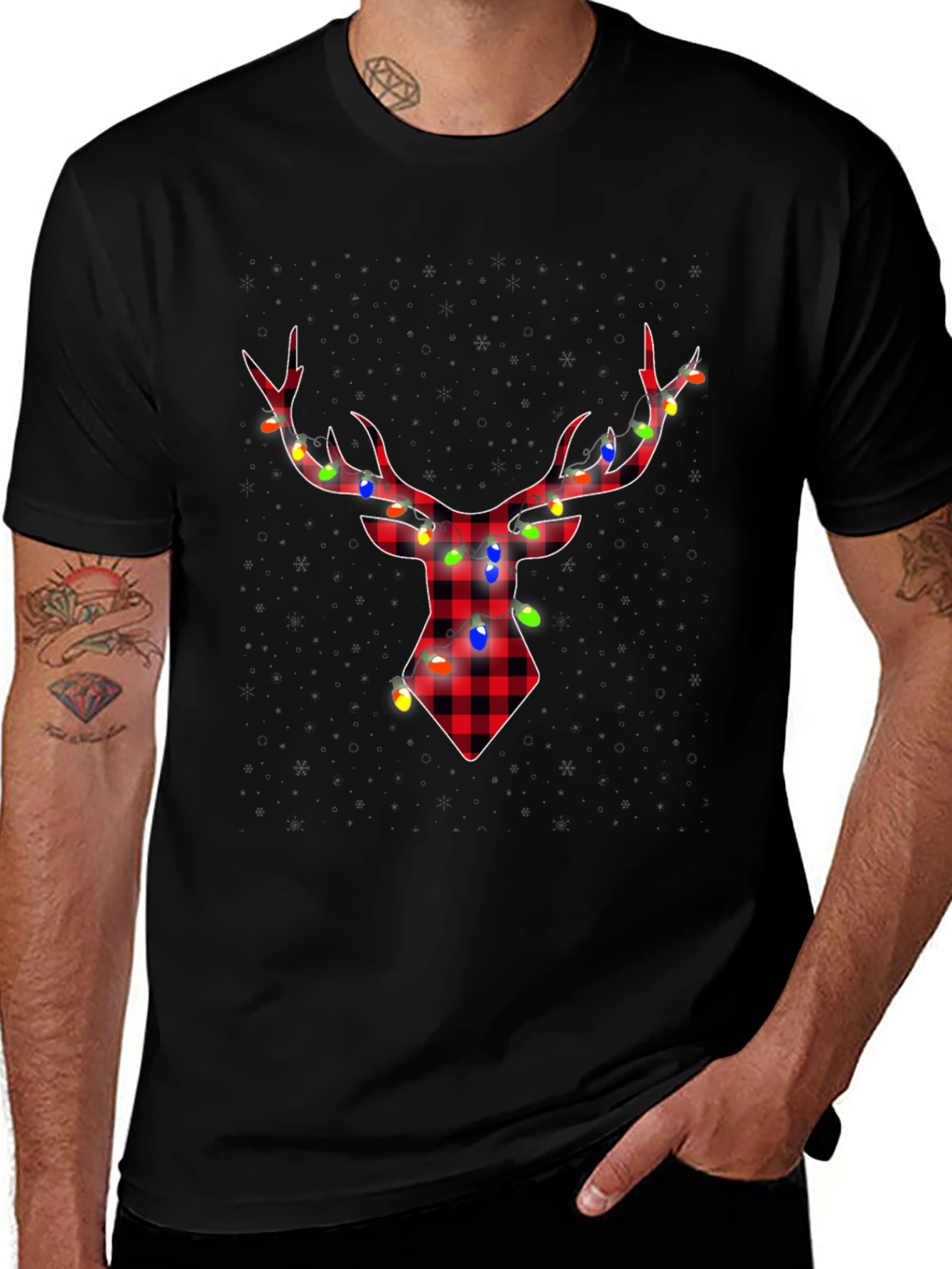 Plaid Deer with Lights Tee