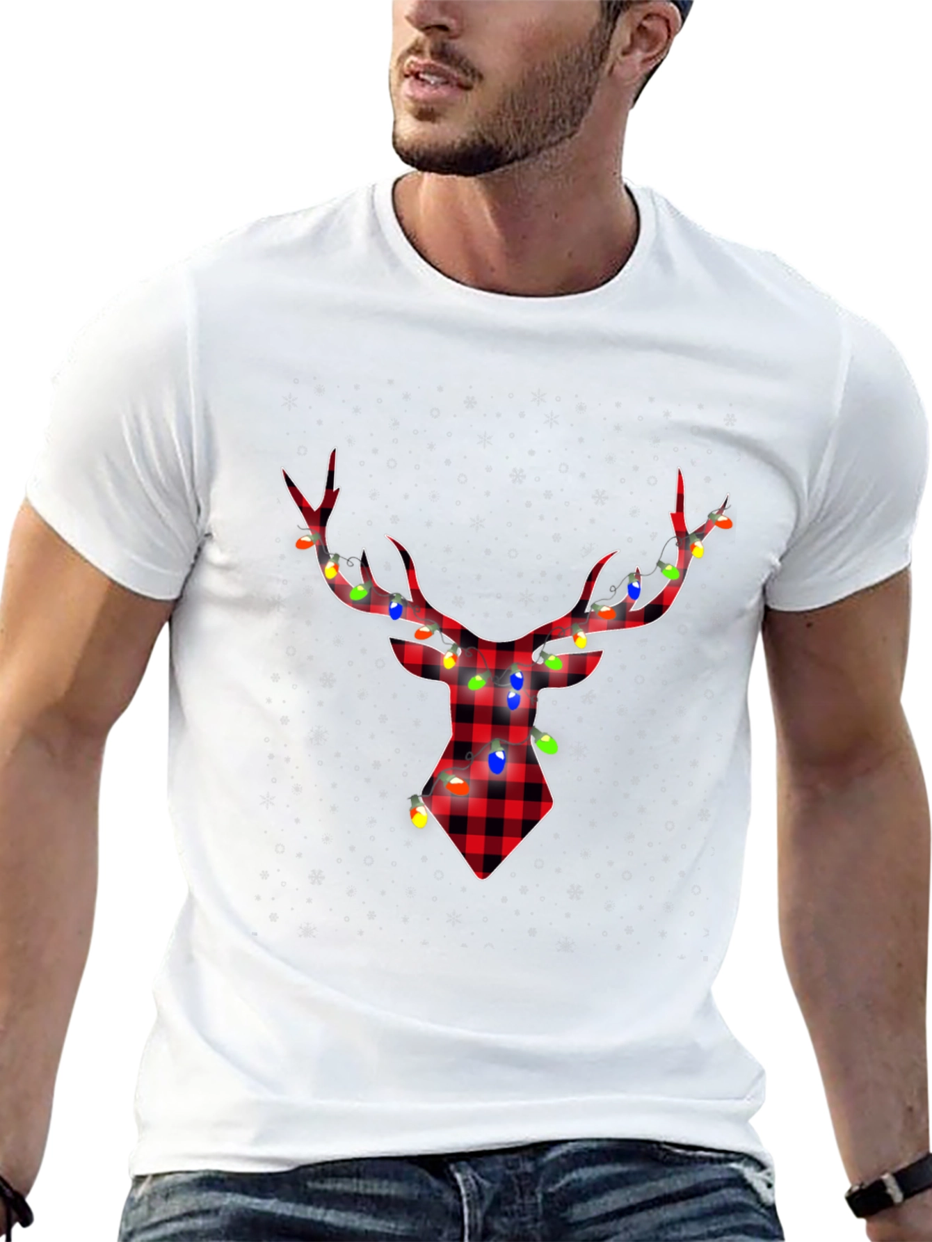 Plaid Deer with Lights Tee