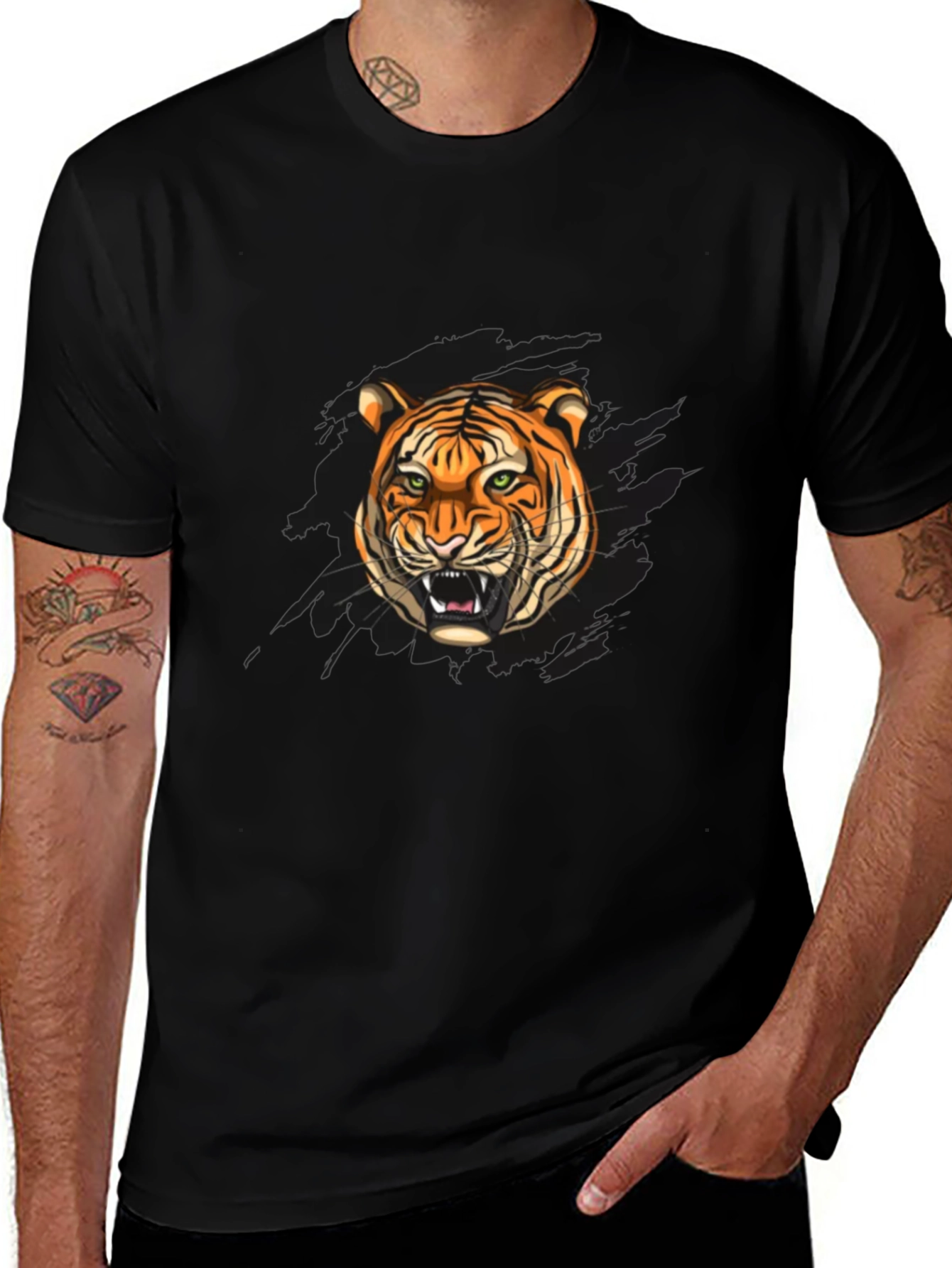 Tiger Graphic Black T-Shirt - Fierce Style!