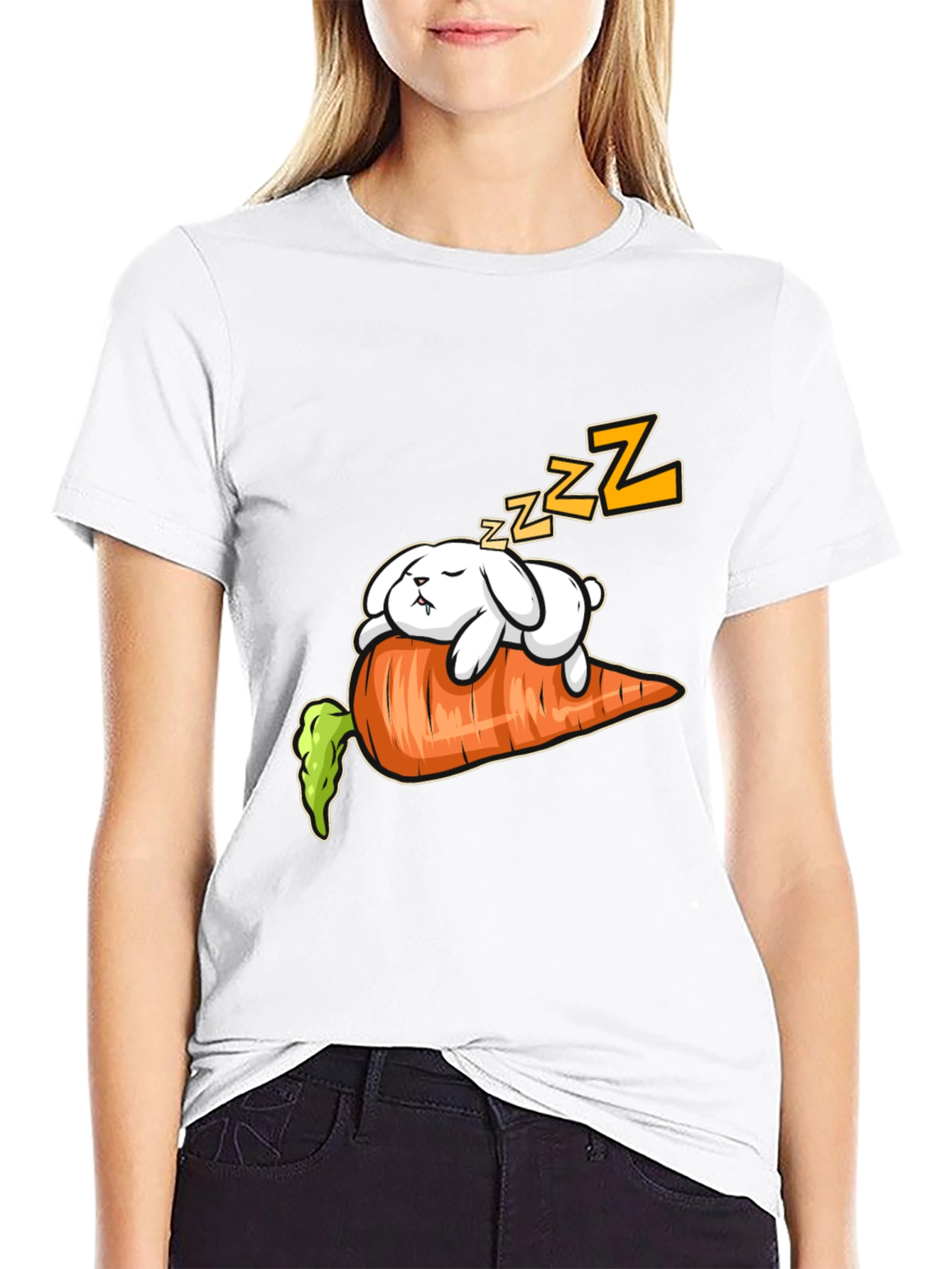 Sleeping Bunny on Carrot Graphic Tee