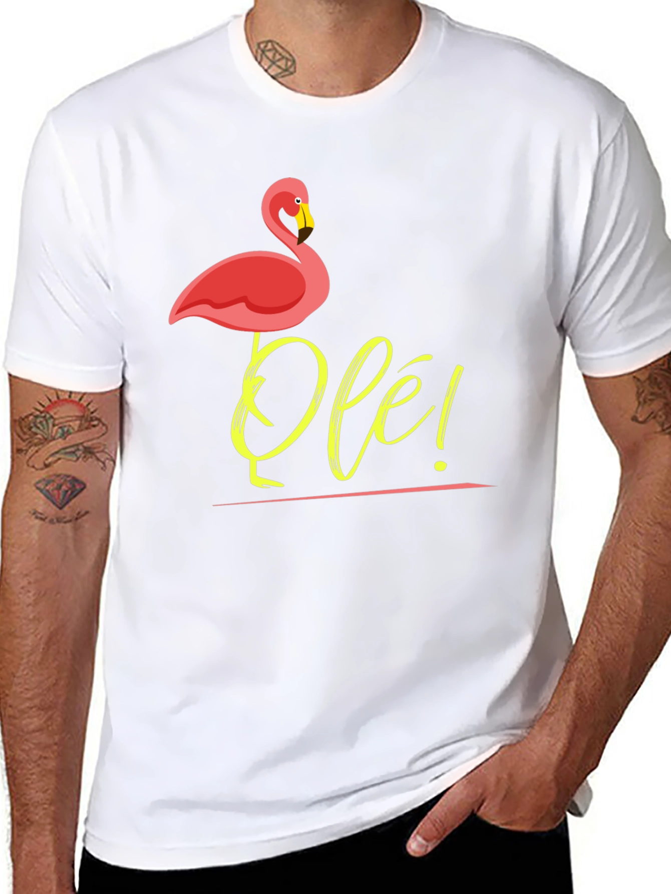 Ole! Flamingo Graphic Tee - Casual Mens T-Shirt