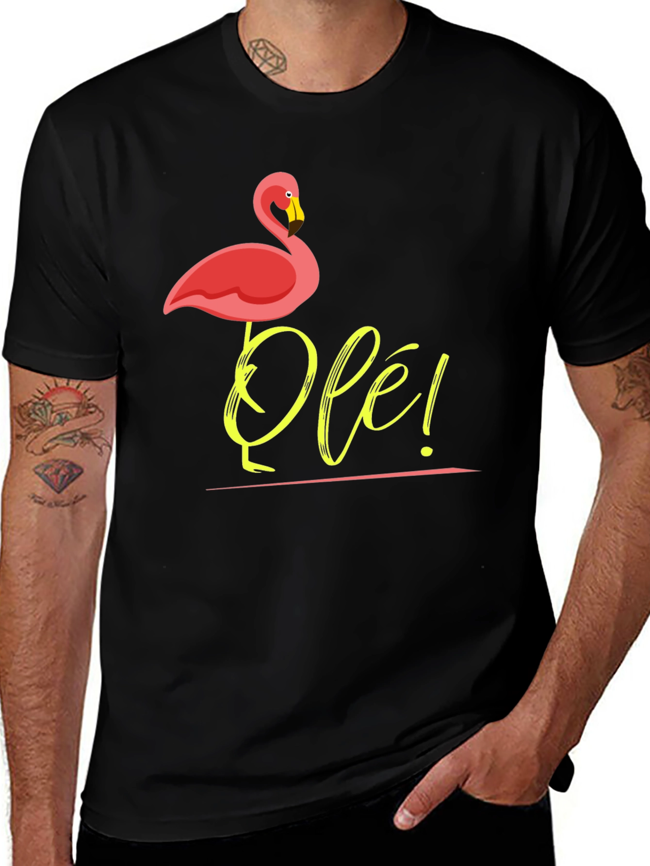 Ole! Flamingo Graphic Tee - Casual Mens T-Shirt