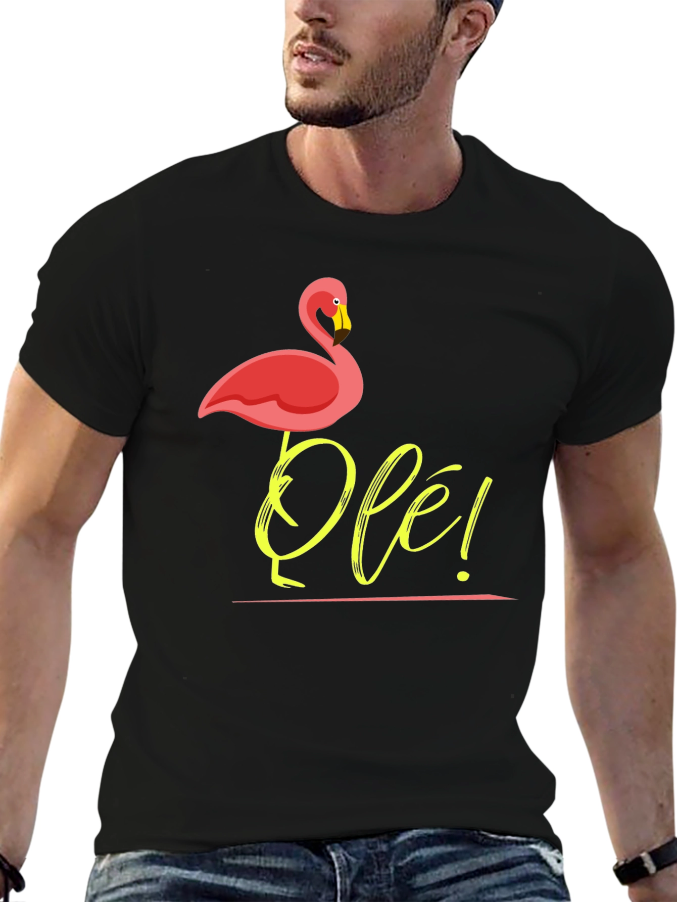 Ole! Flamingo Graphic Tee - Casual Mens T-Shirt