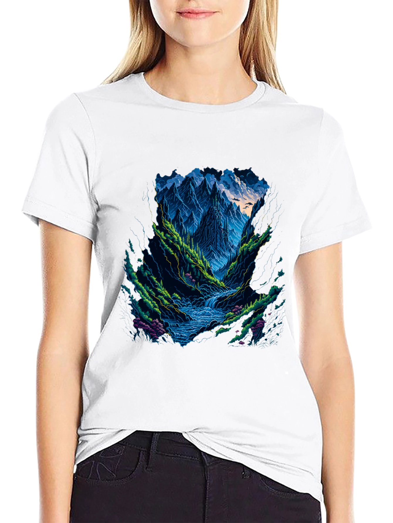 Mountain Stream Graphic Tee - Black