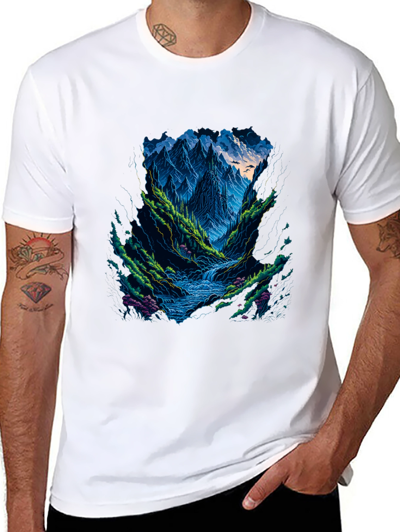 Mountain Stream Graphic Tee - Black