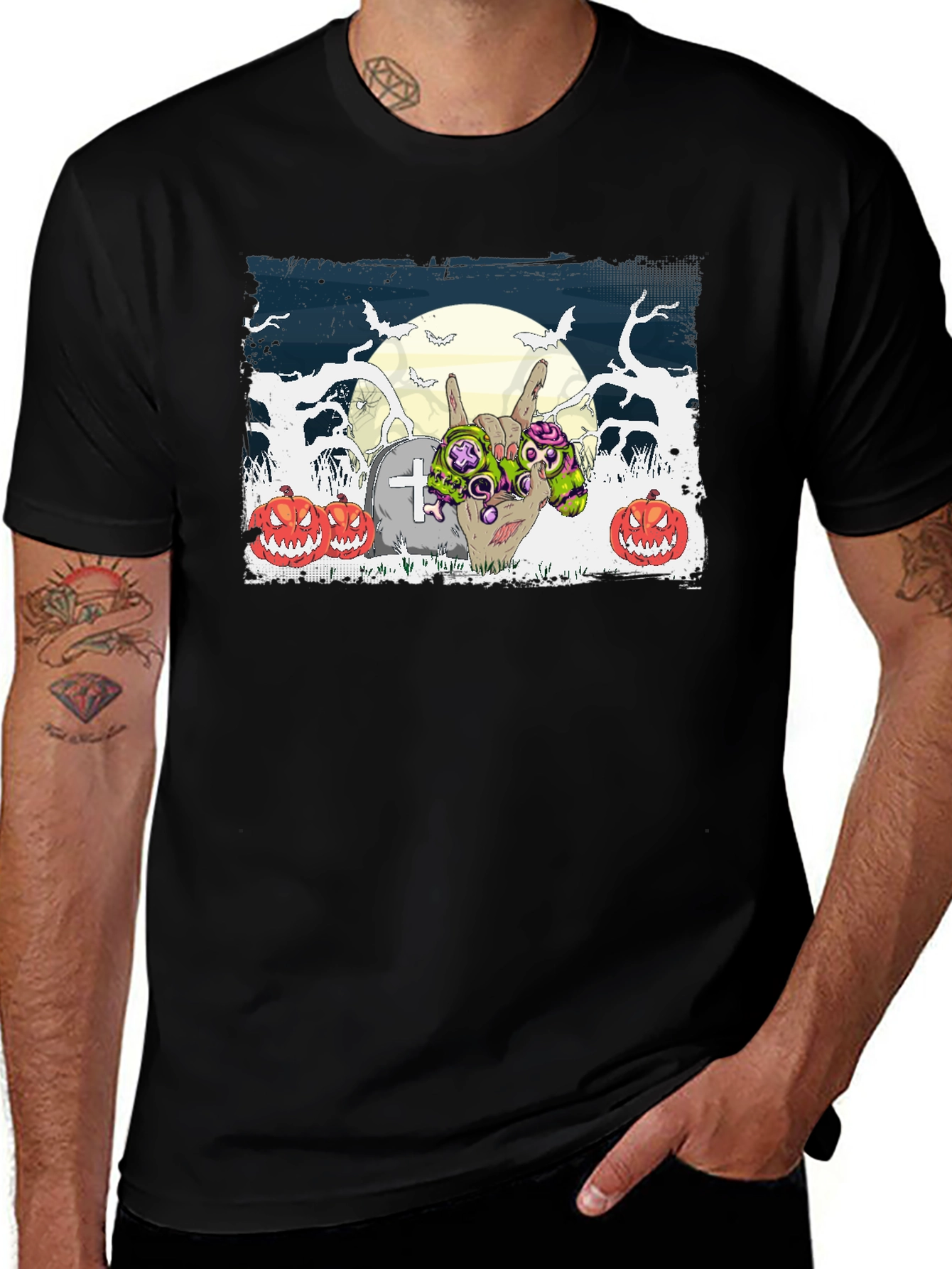 Halloween Zombie Hand Rock On T-Shirt