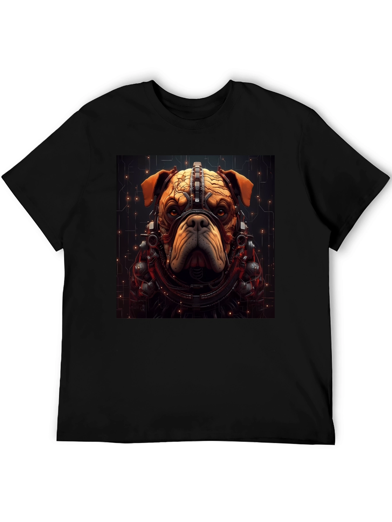 Cyber Bulldog T-Shirt - Futuristic Dog Design