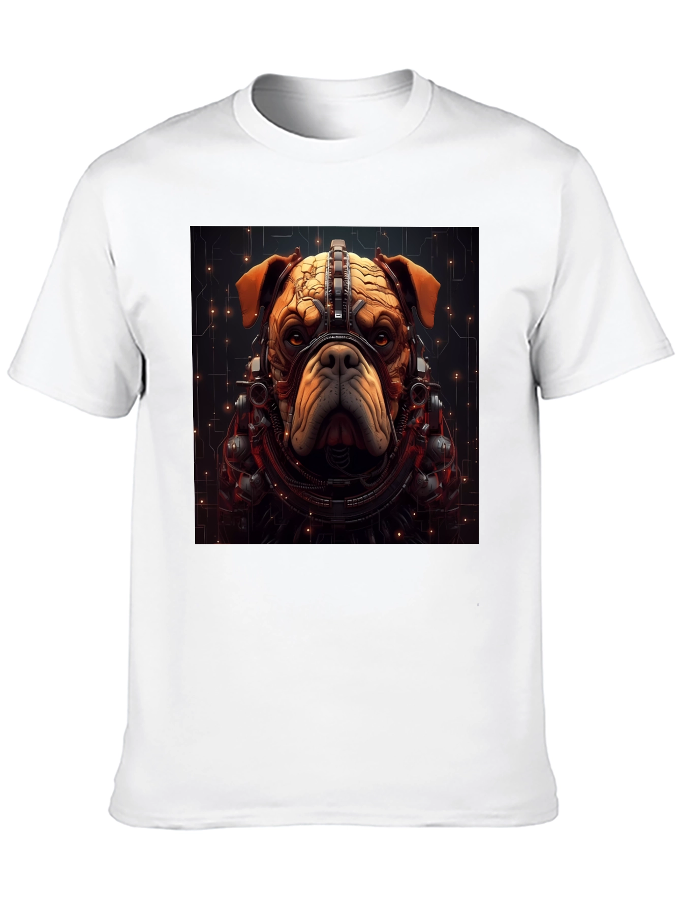 Cyber Bulldog T-Shirt - Futuristic Dog Design