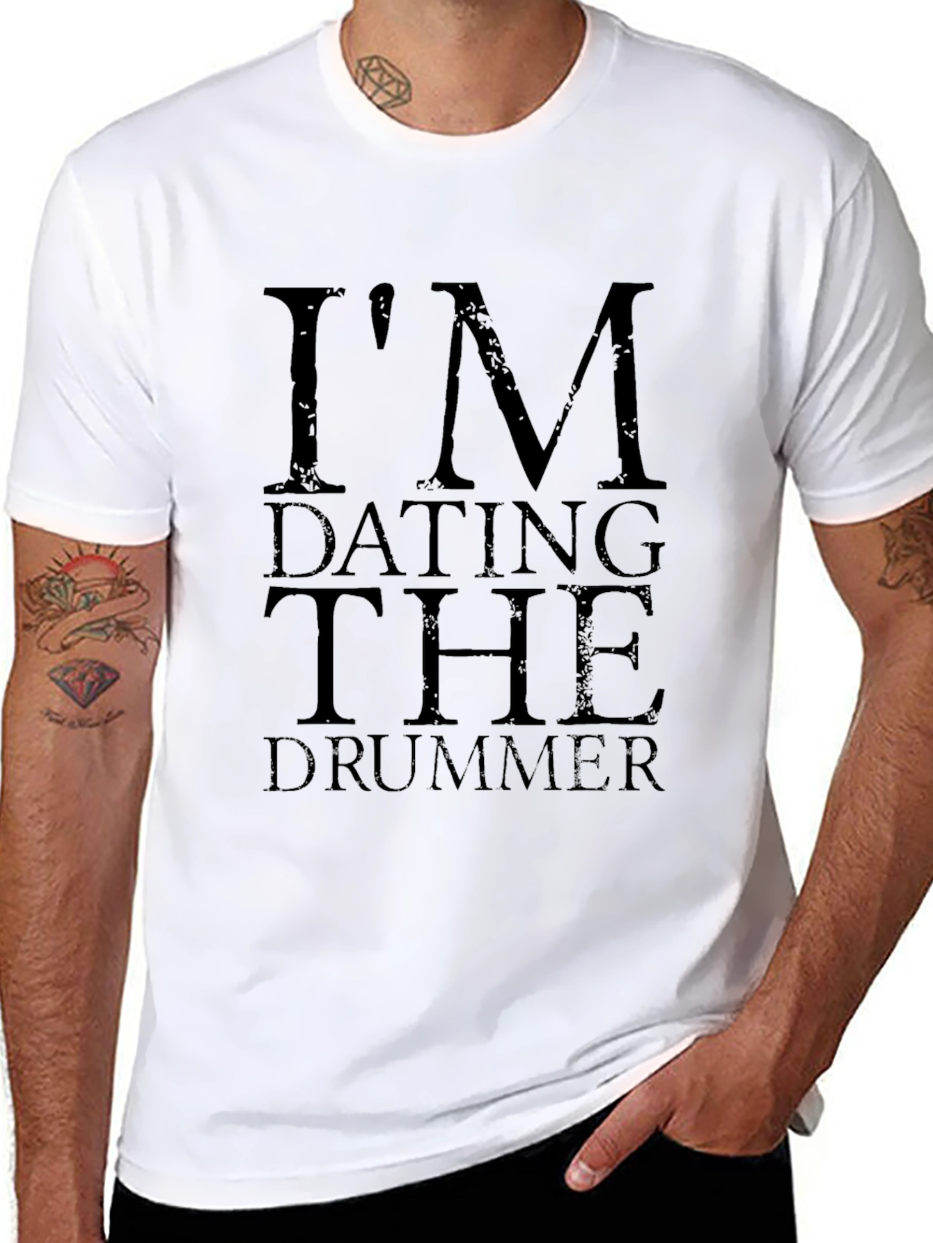 Im Dating the Drummer Tee - Black Cotton Blend