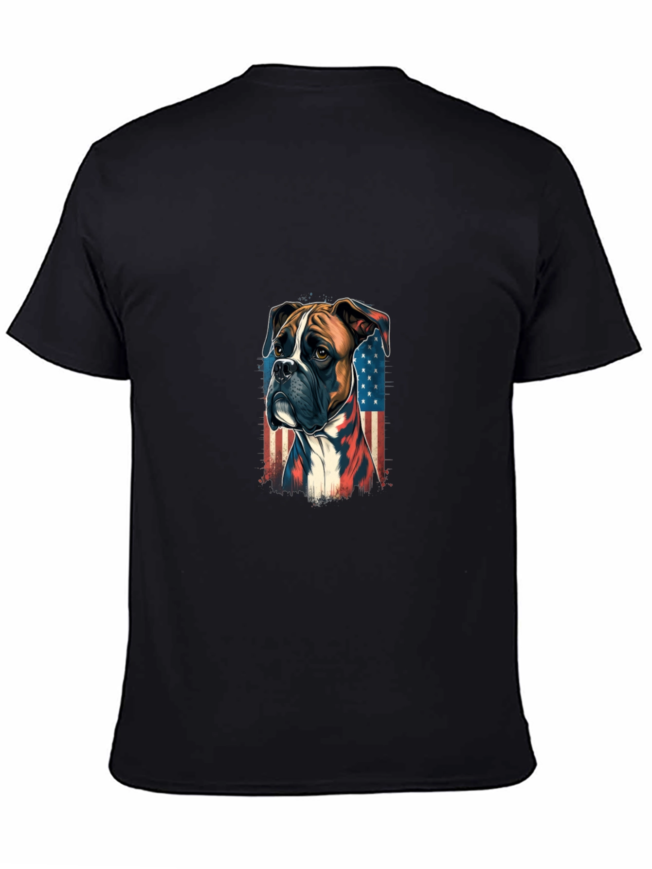 Patriotic Boxer Dog Graphic Tee - Black