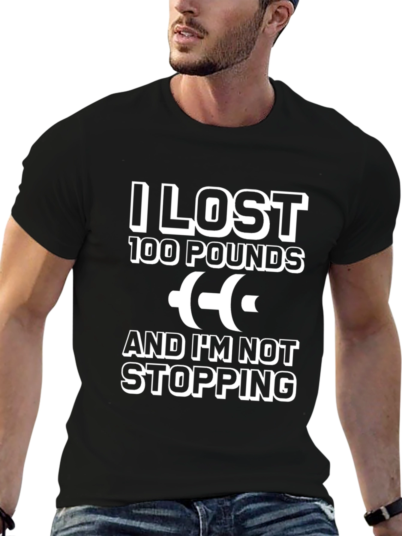 I Lost 100 Pounds Black Graphic Tee