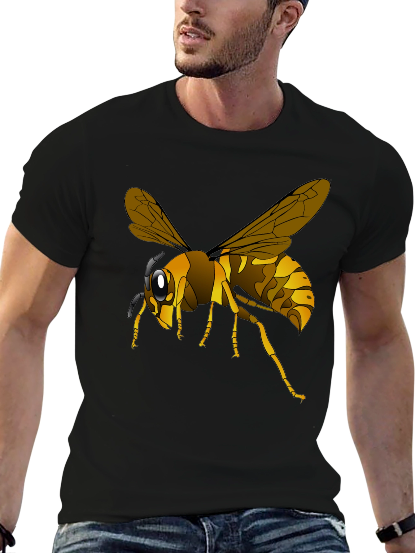 Wasp Graphic Black T-Shirt - Insect Lover Tee